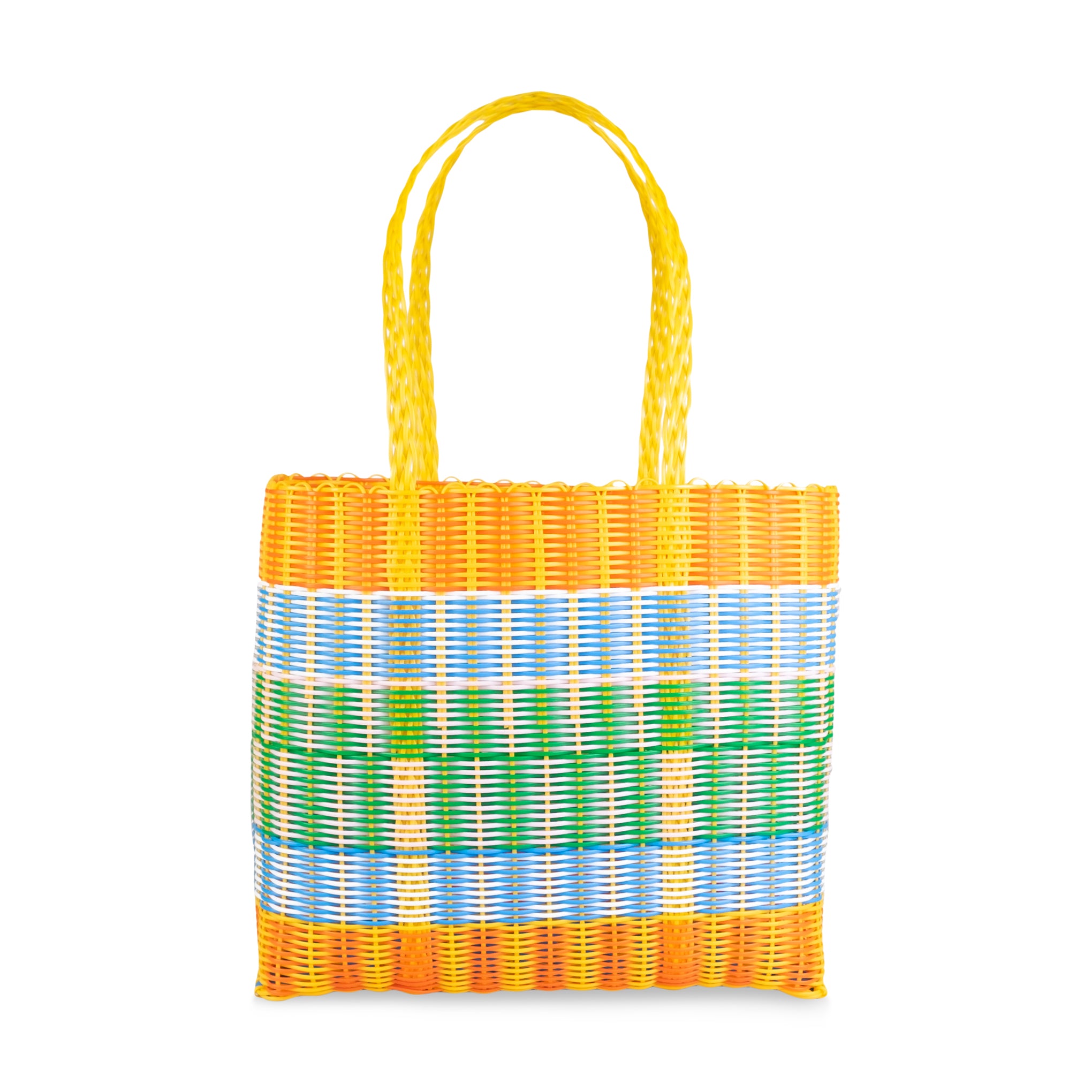 Rayas Recycled Plastic Basket Bag - Handmade Multi-Colored Citrus Tote