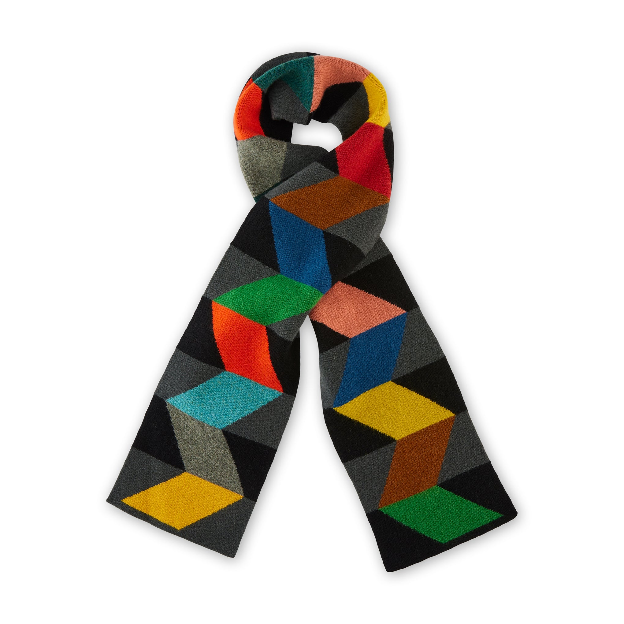 Jo Gordon Geometric Jacquard Wool Scarf - Handcrafted UK