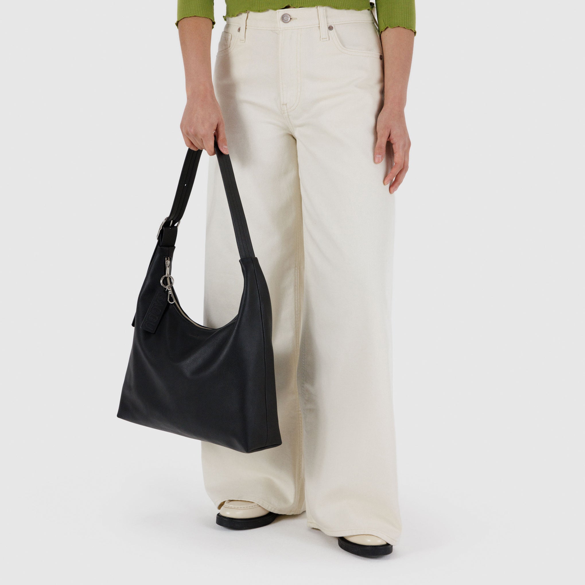 Baggu Recycled Leather Crossbody Bag - Black Eco-Friendly Purse