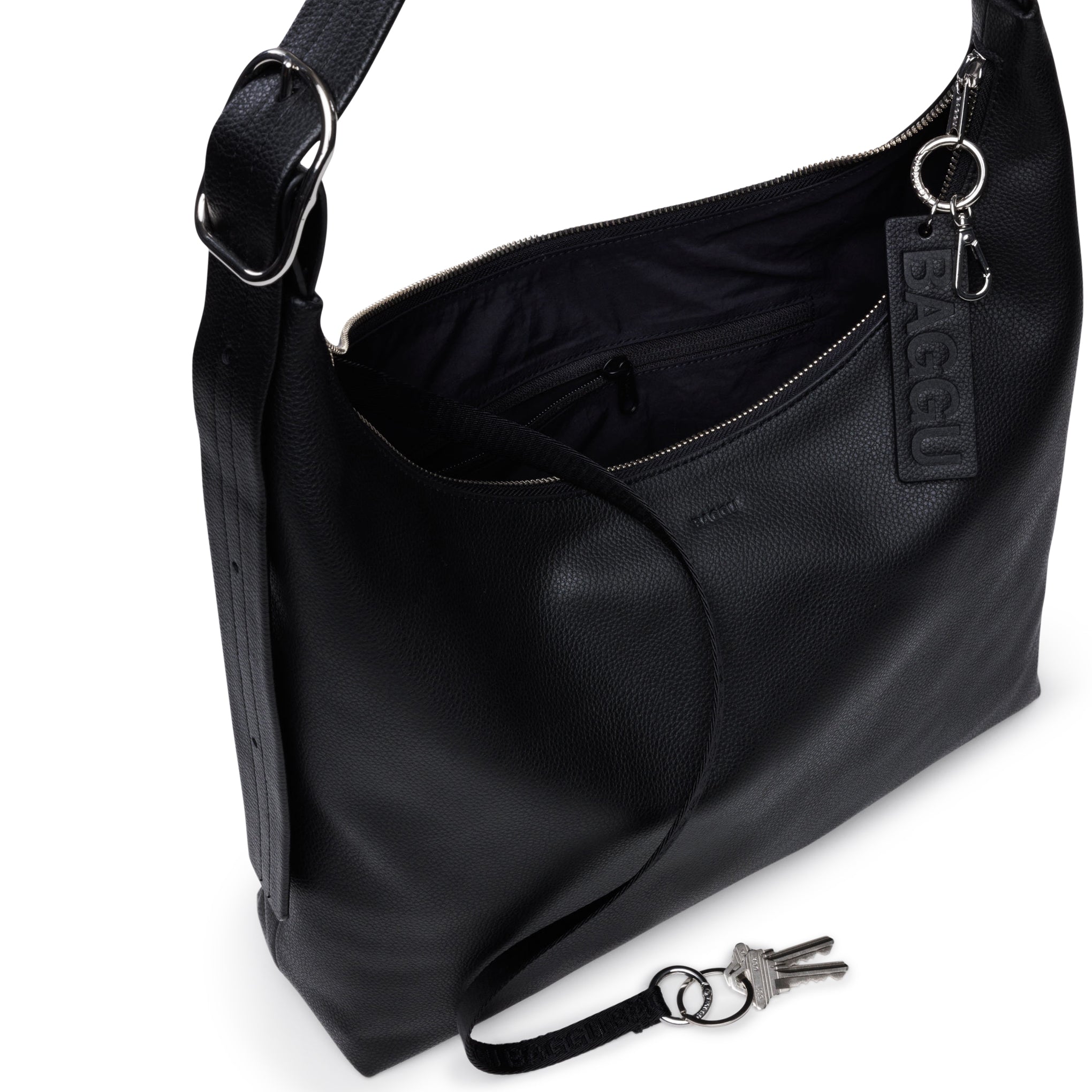Baggu Recycled Leather Crossbody Bag - Black Eco-Friendly Purse