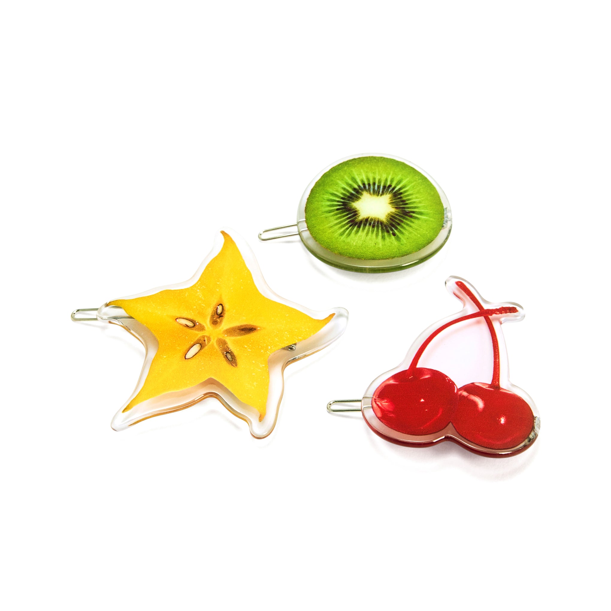 Chunks Fruit Salad Hair Clips Set - 3 Fun Acetate Hair Accessories