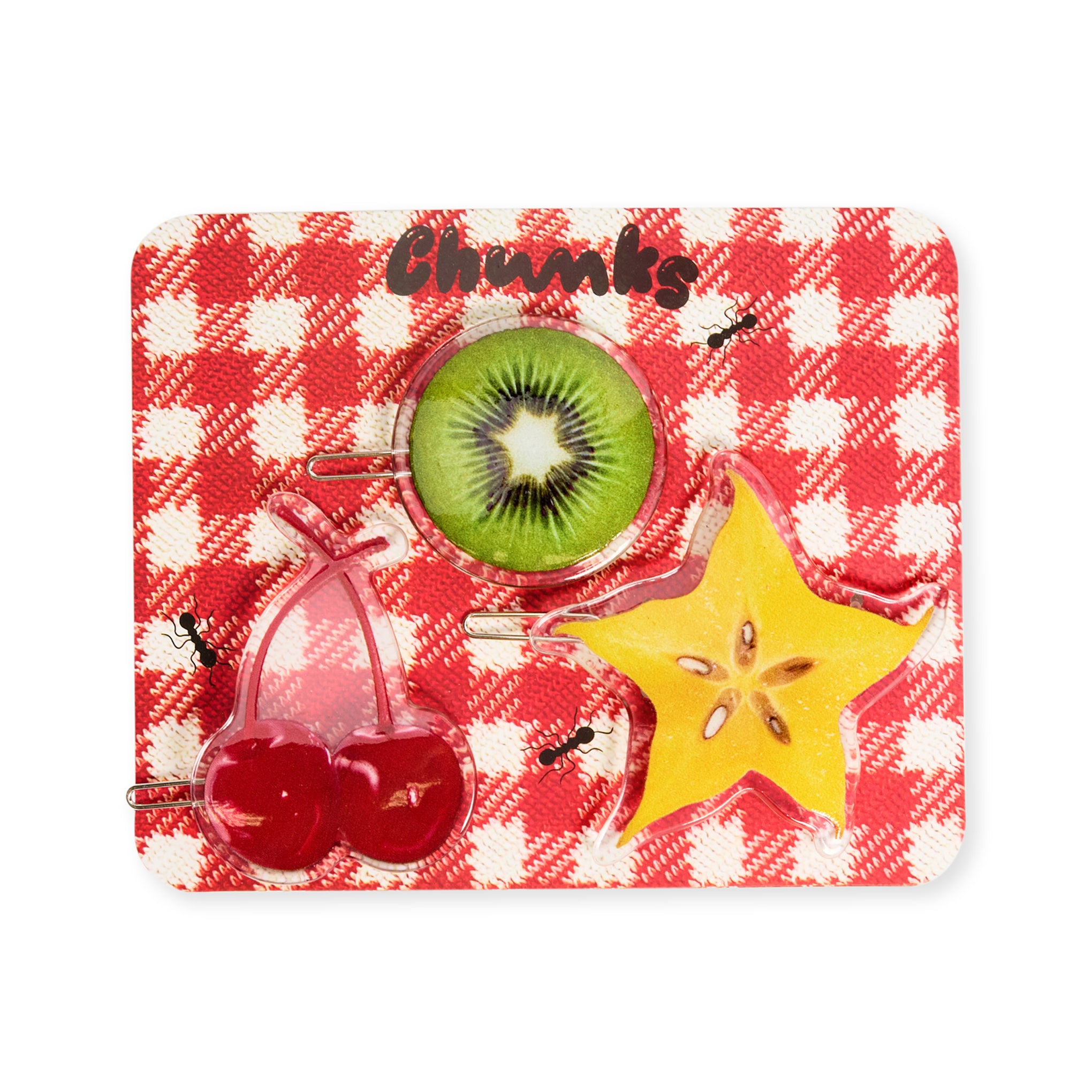 Chunks Fruit Salad Hair Clips Set - 3 Fun Acetate Hair Accessories
