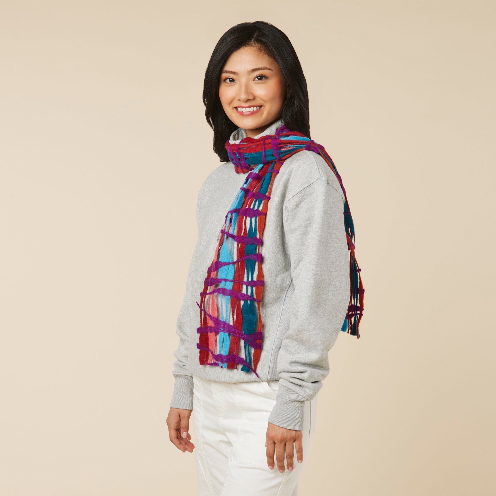 Nuno Felted Wool Scarf - Open-Weave Design, Warm & Unique