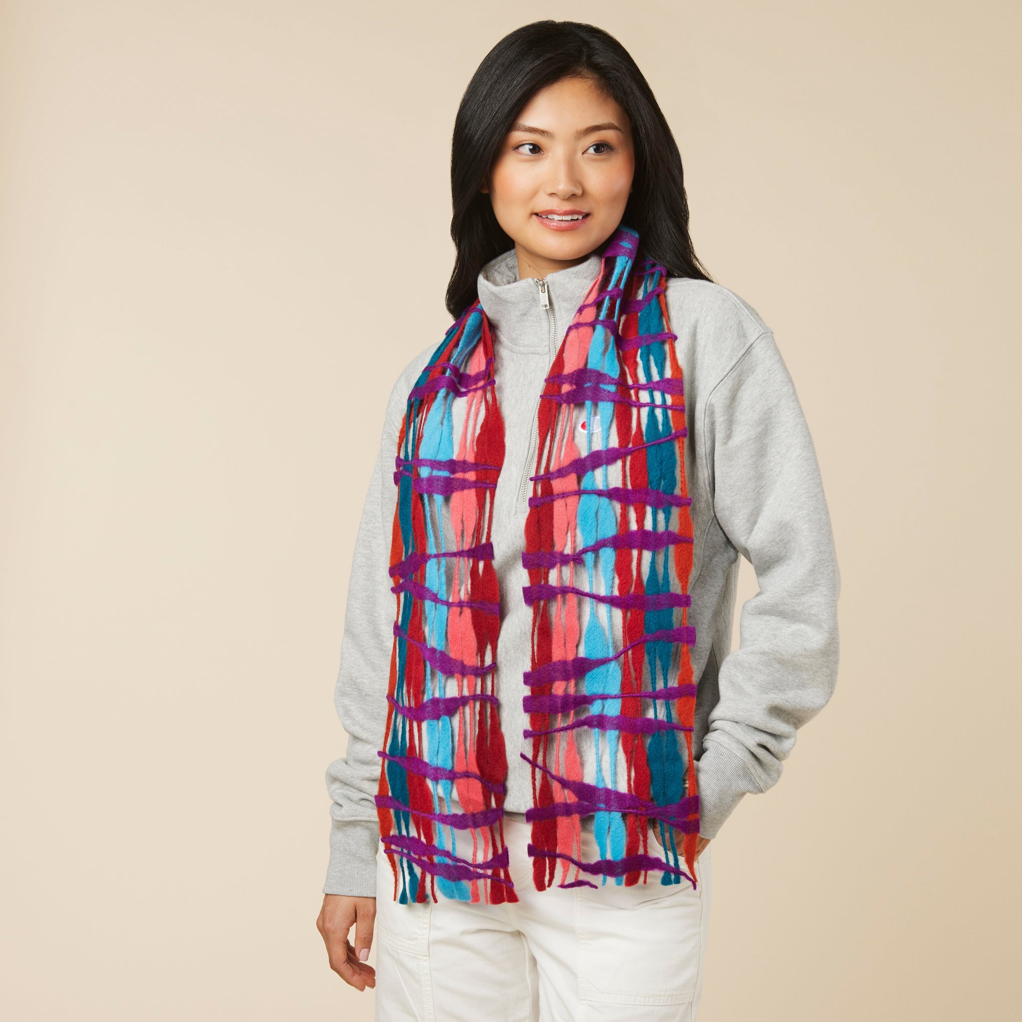 Nuno Felted Wool Scarf - Open-Weave Design, Warm & Unique