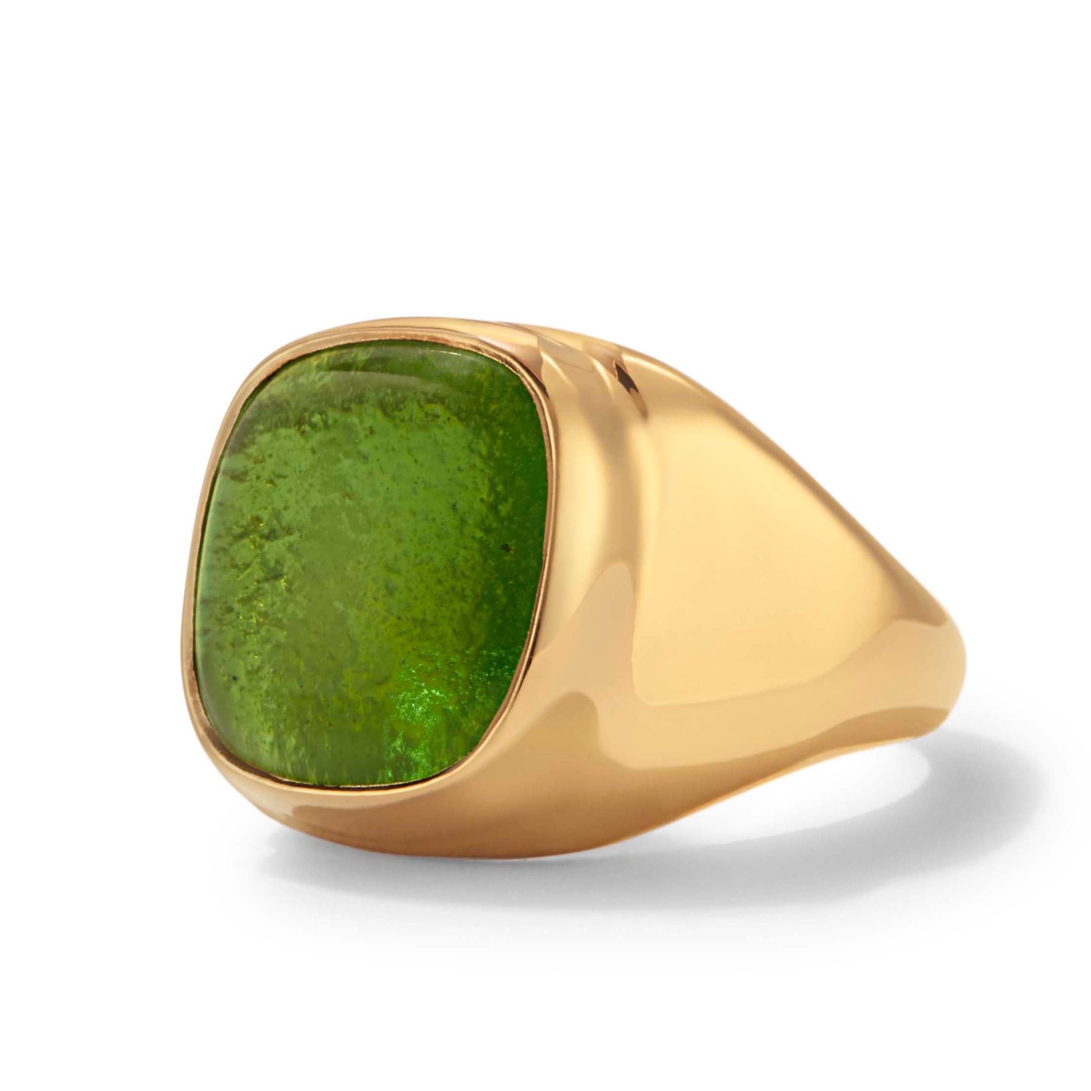 Soko Handmade Gold-Plated Square Statement Ring – Recycled Glass & Brass