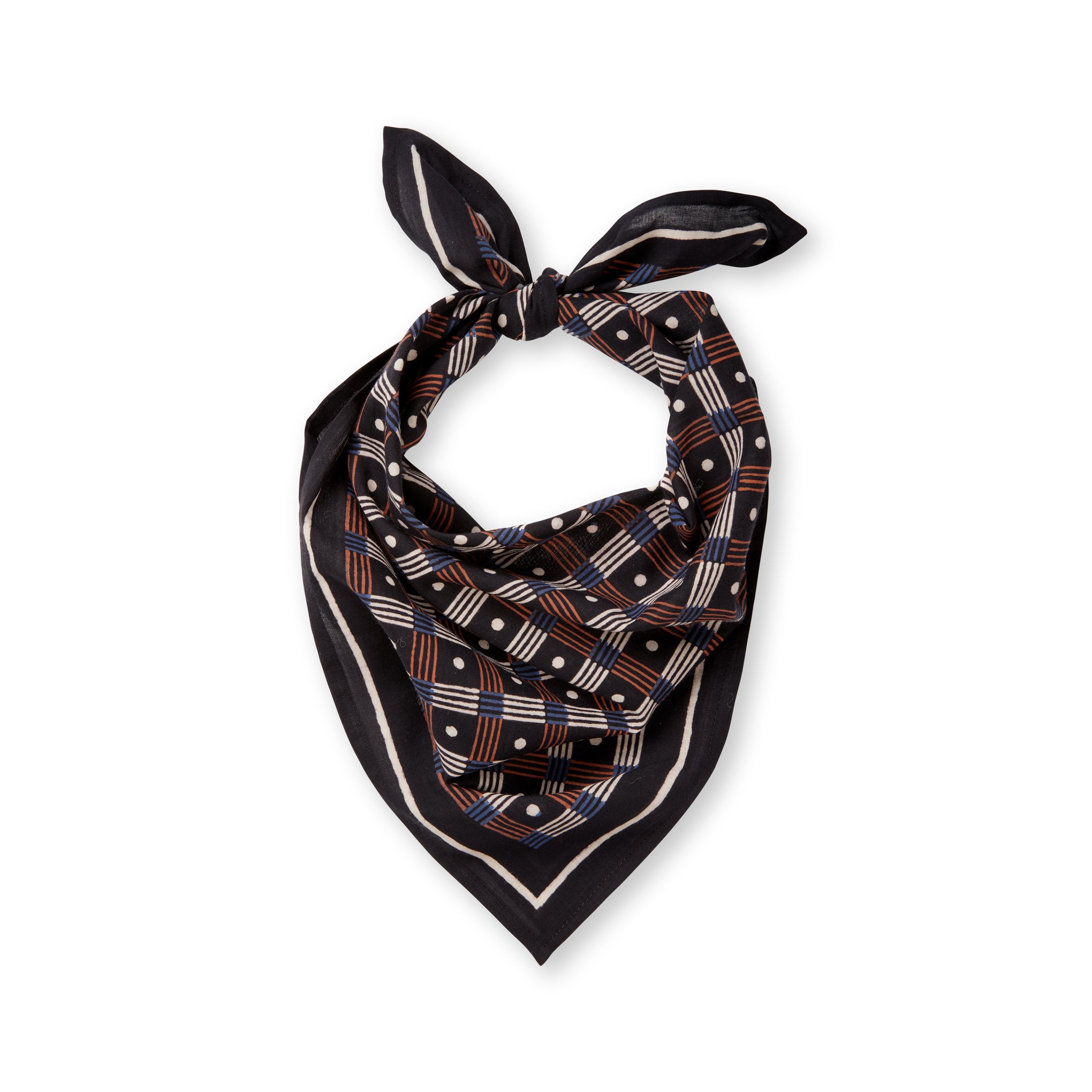 Block Shop Handprinted Cotton Bandana - Black Agnes Martin Design