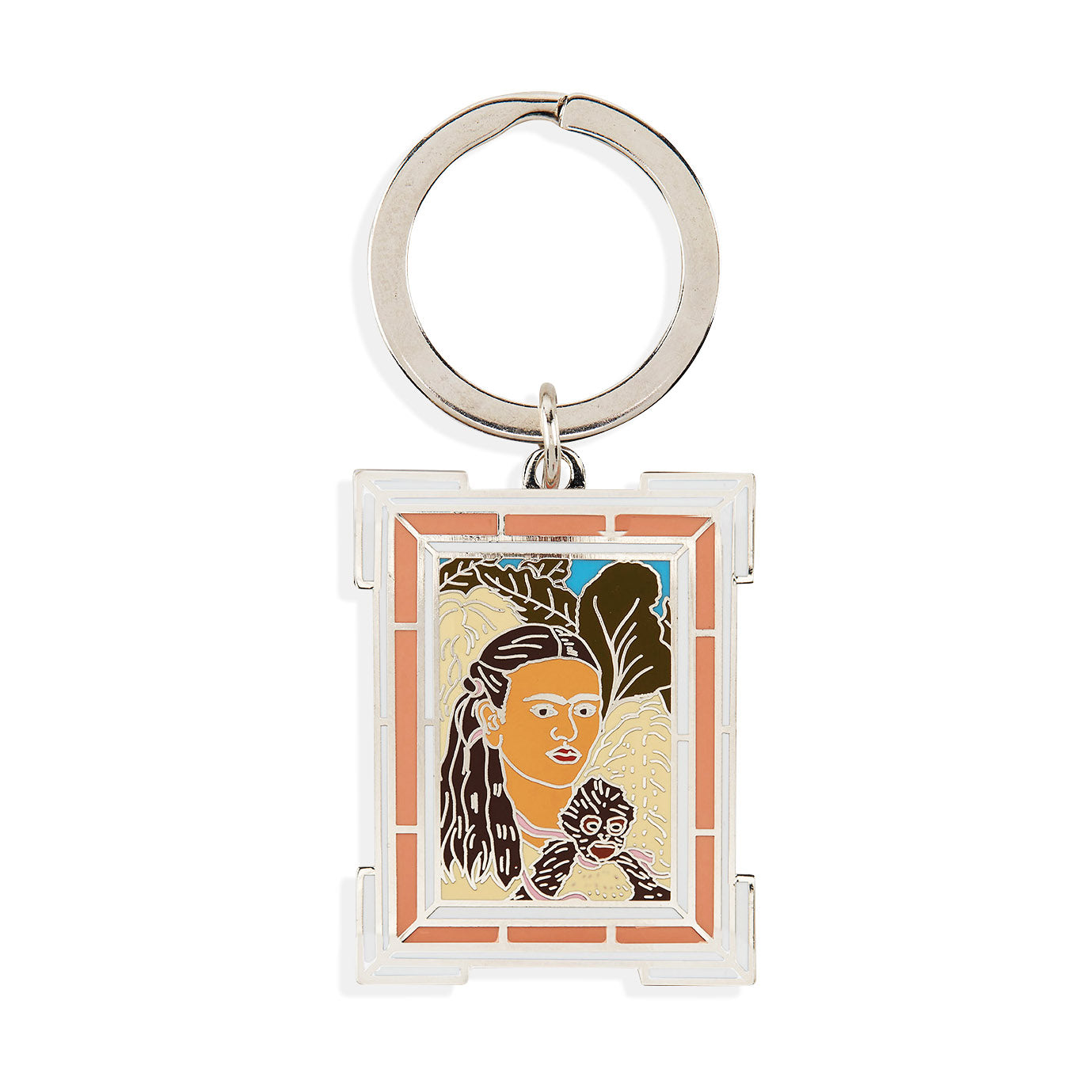 Frida Kahlo Enamel Keyring - MoMA Inspired Brass Keychain