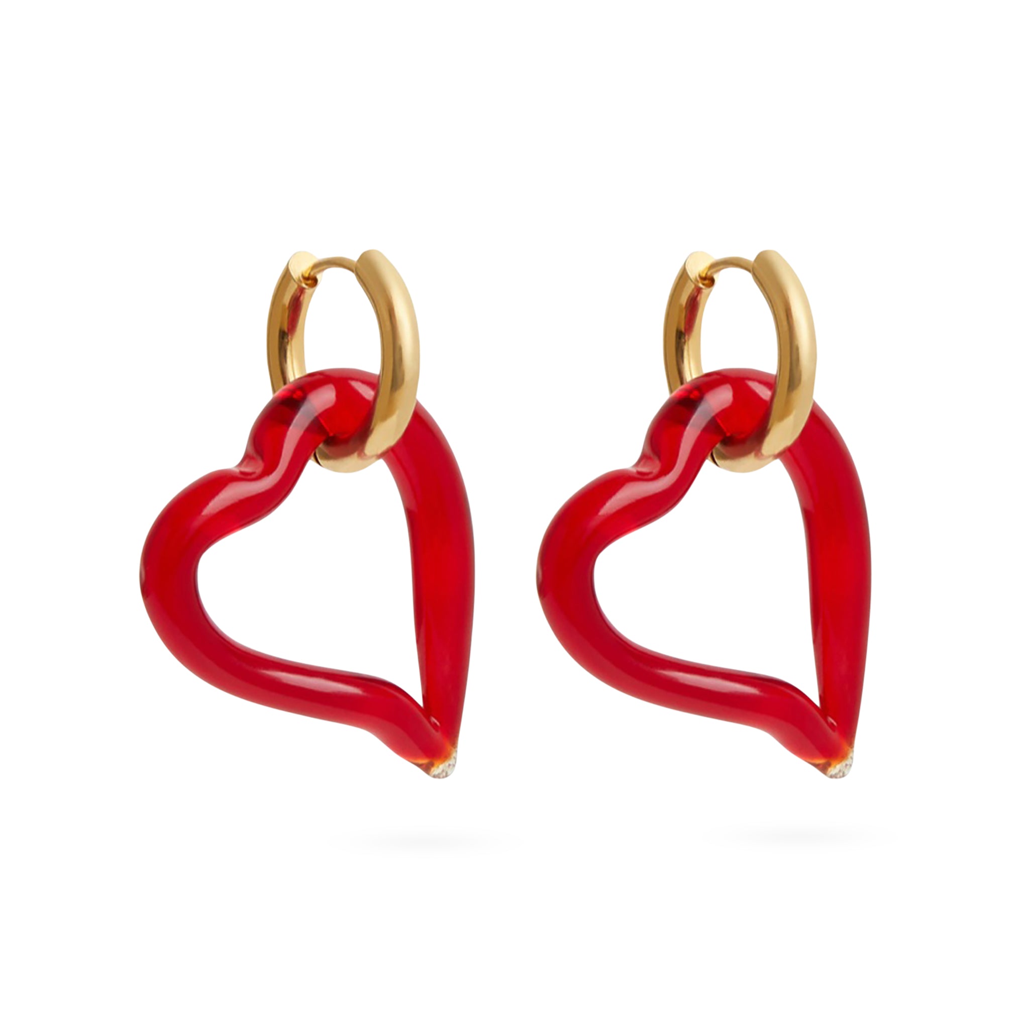 Handcrafted Red Glass Heart Earrings by Sandralexandra