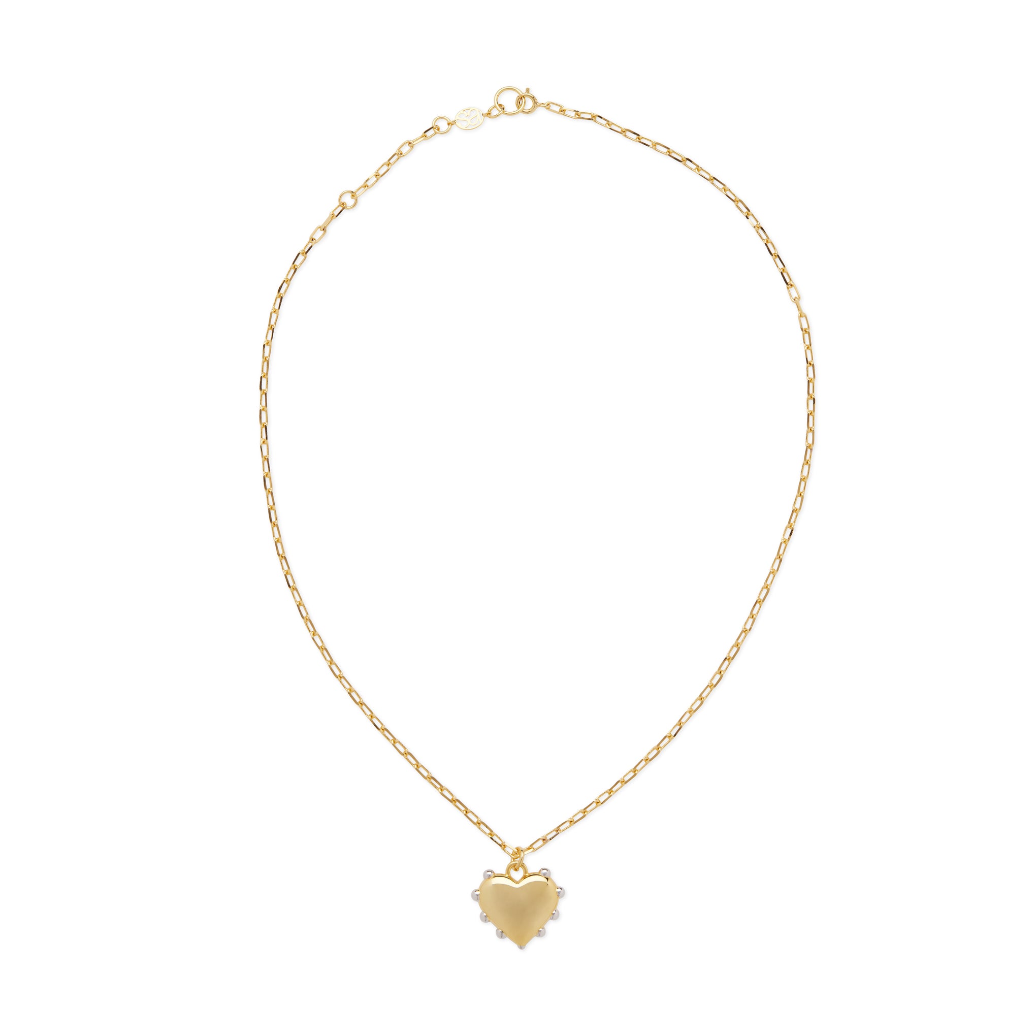 Sandralexandra Gold-Plated Heart Charm Necklace with Rhodium Silver Dots