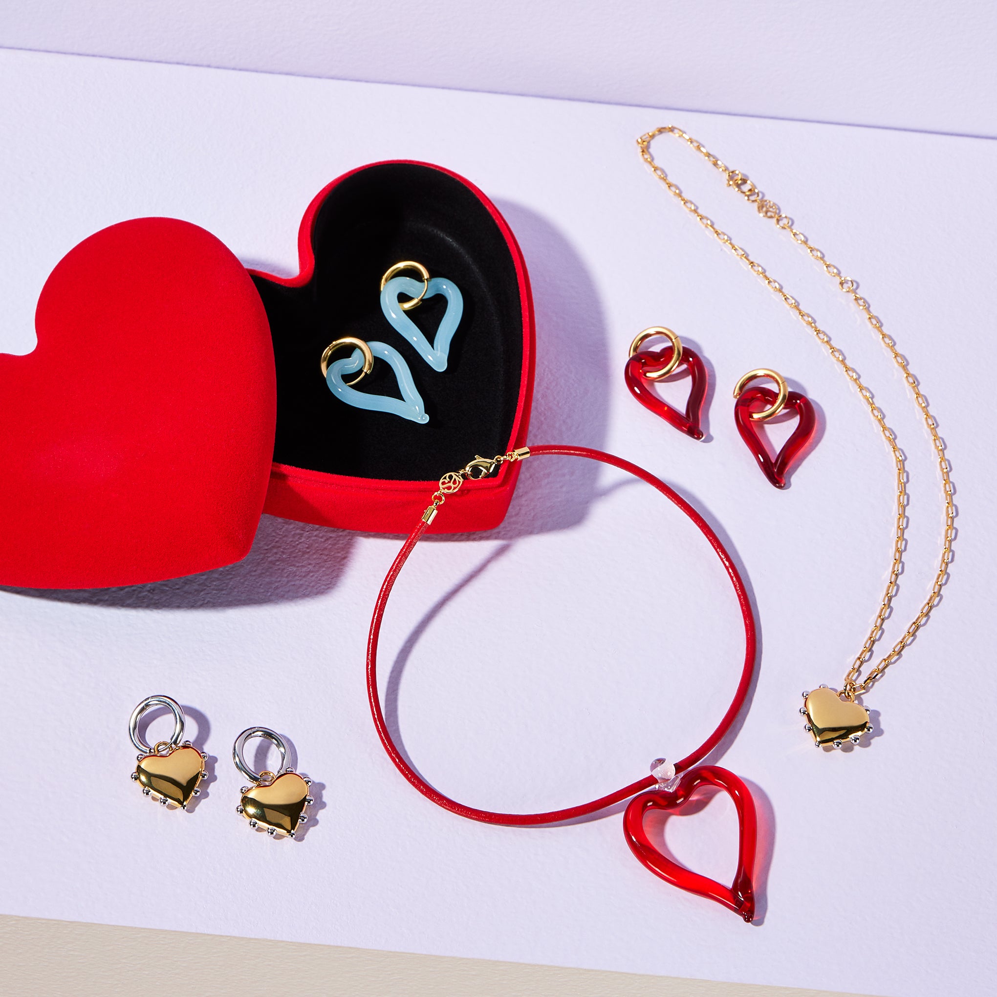 Sandralexandra Handmade Glass Heart Necklace with Leather Cord