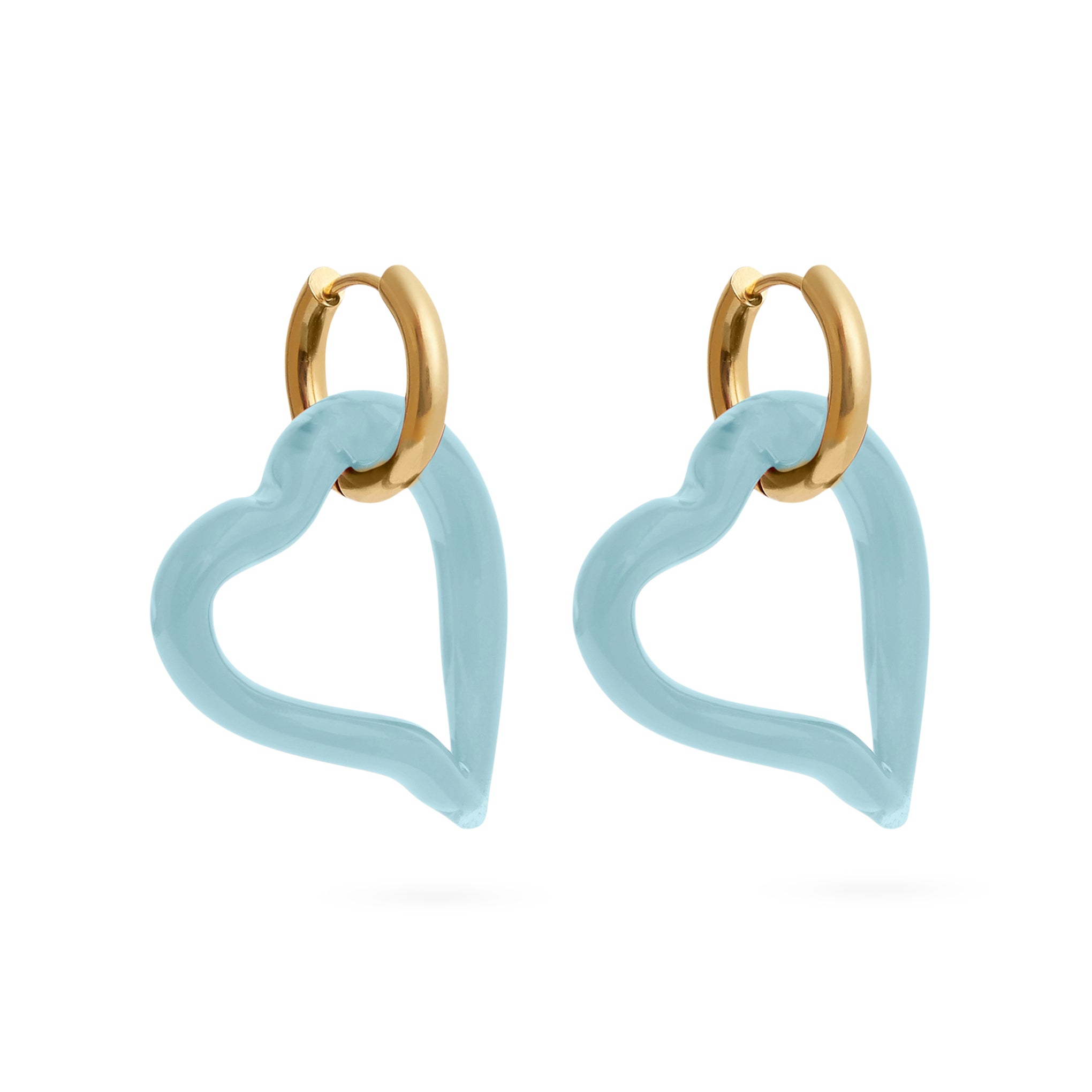 Handmade Cloudy Blue Glass Heart Earrings | Sandralexandra