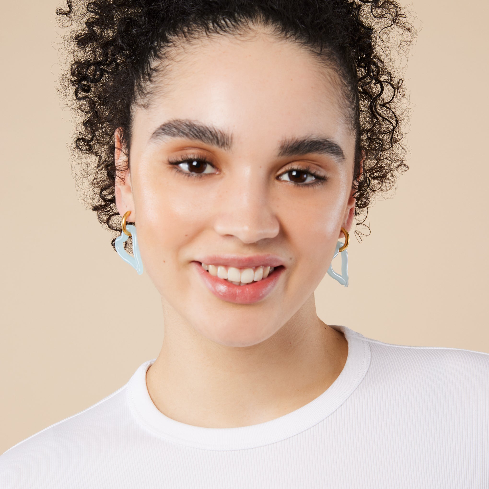 Handmade Cloudy Blue Glass Heart Earrings | Sandralexandra