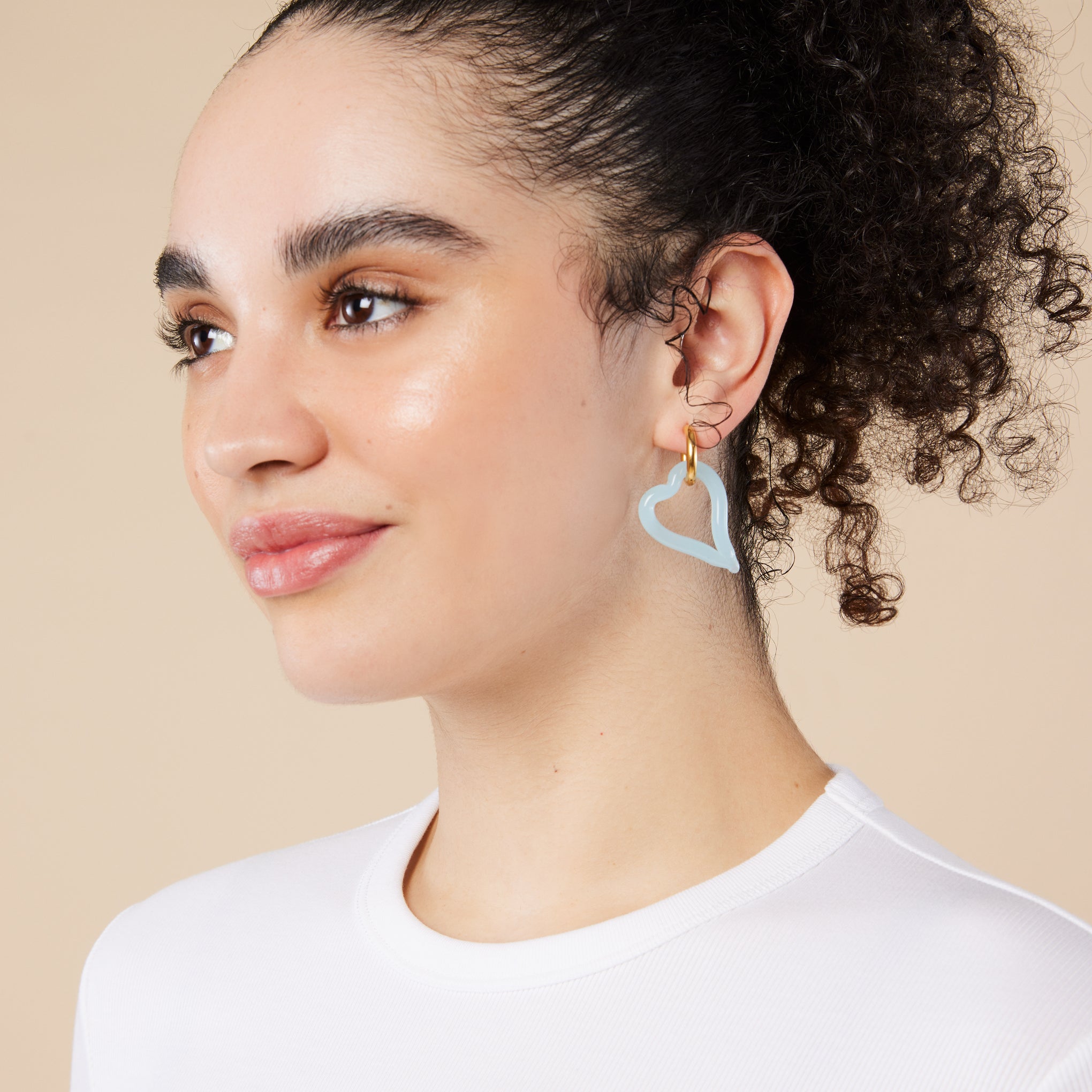 Handmade Cloudy Blue Glass Heart Earrings | Sandralexandra
