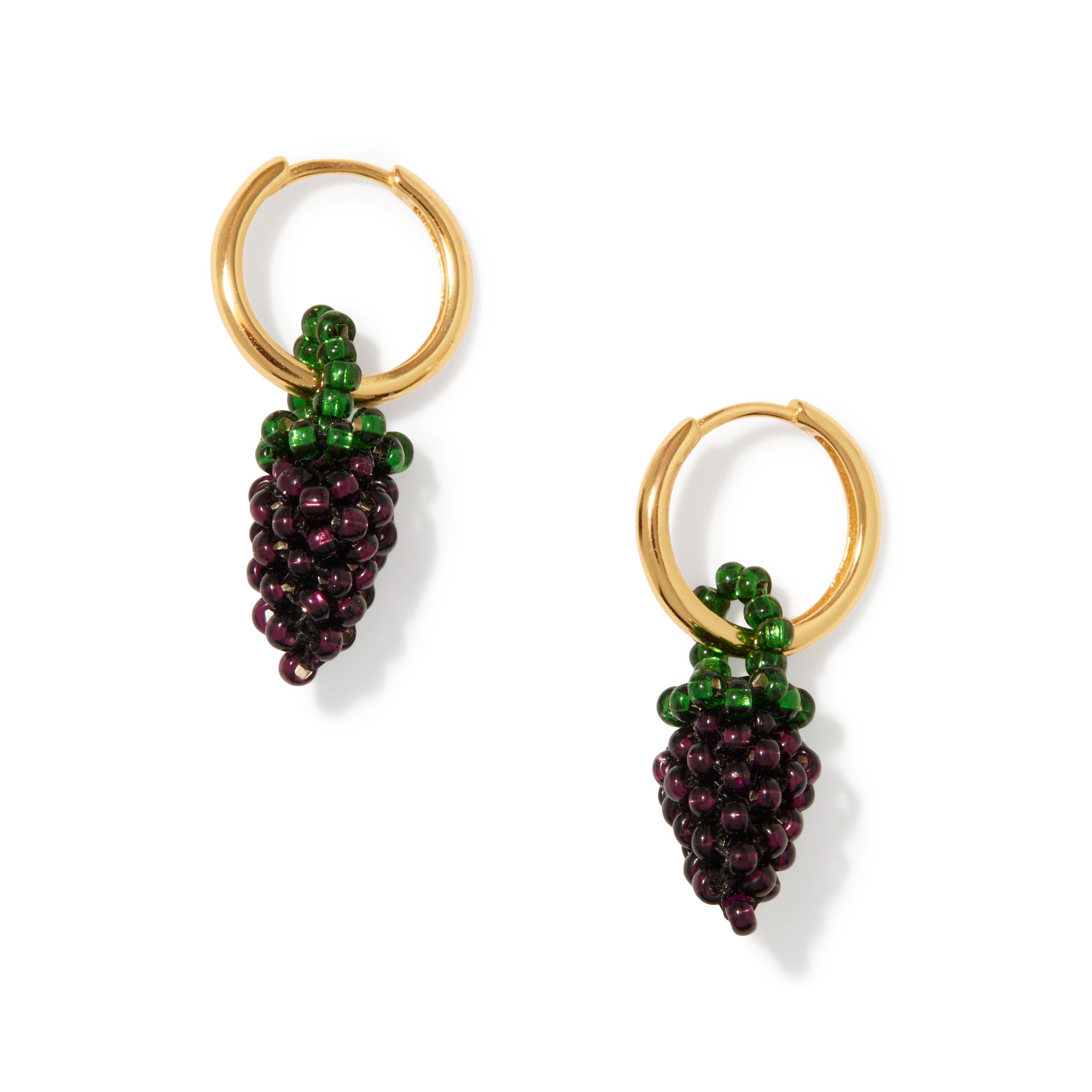 Handcrafted Gold Grape Hoop Earrings by Pura Utz