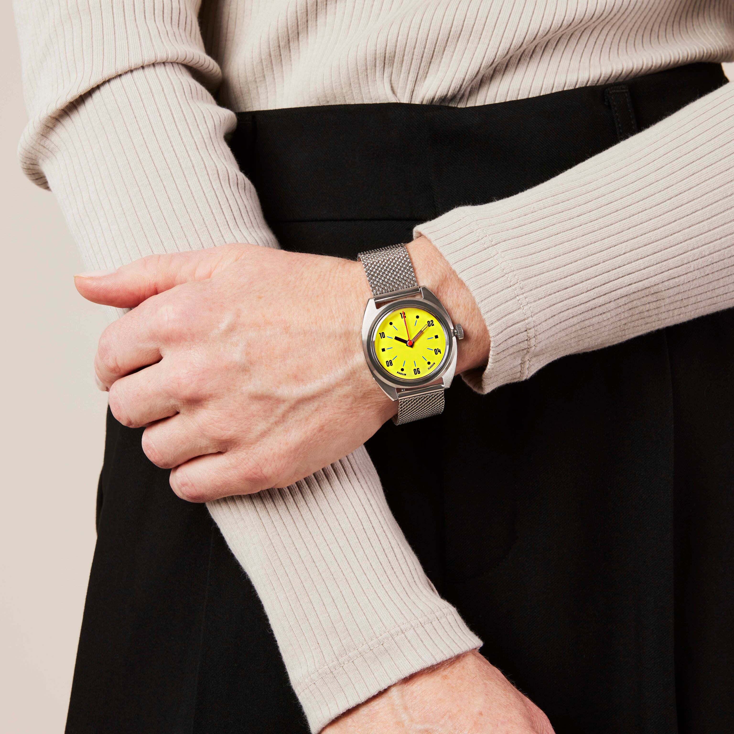 Paulin Modul Yellow Quartz Watch - Swiss-Made, 35mm Steel Case