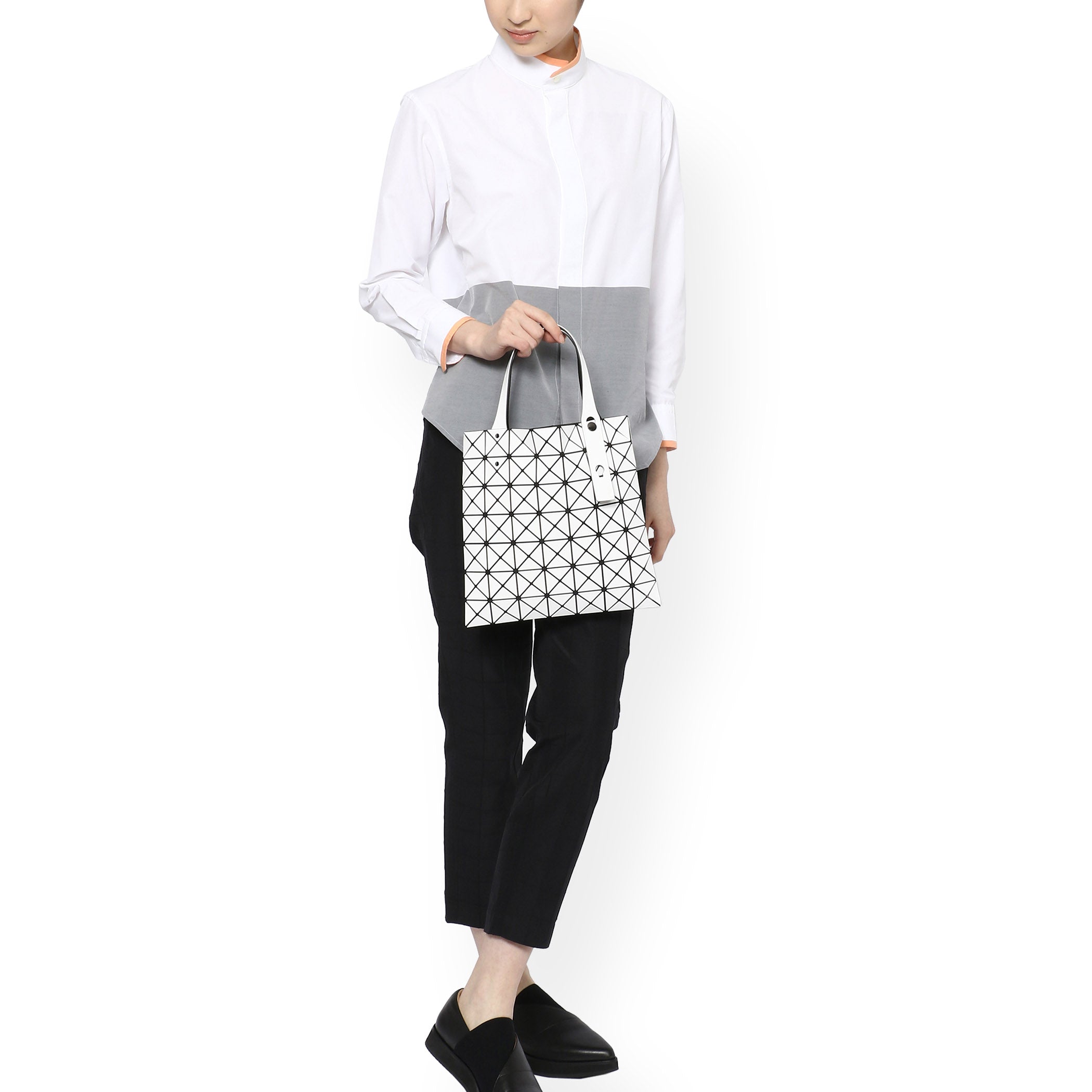 Issey Miyake Bao Bao Prism Tote Bag - White Iridescent Mesh