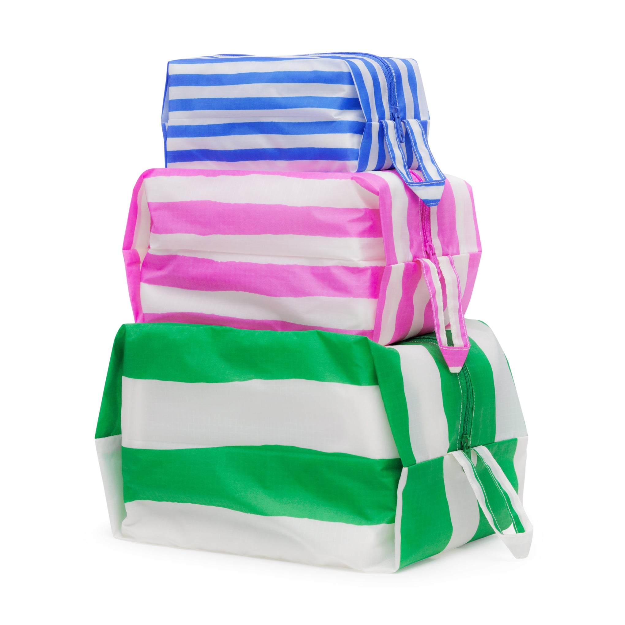 Baggu Recycled Nylon Zip Pouches Set of 3 - Colorful Stripes