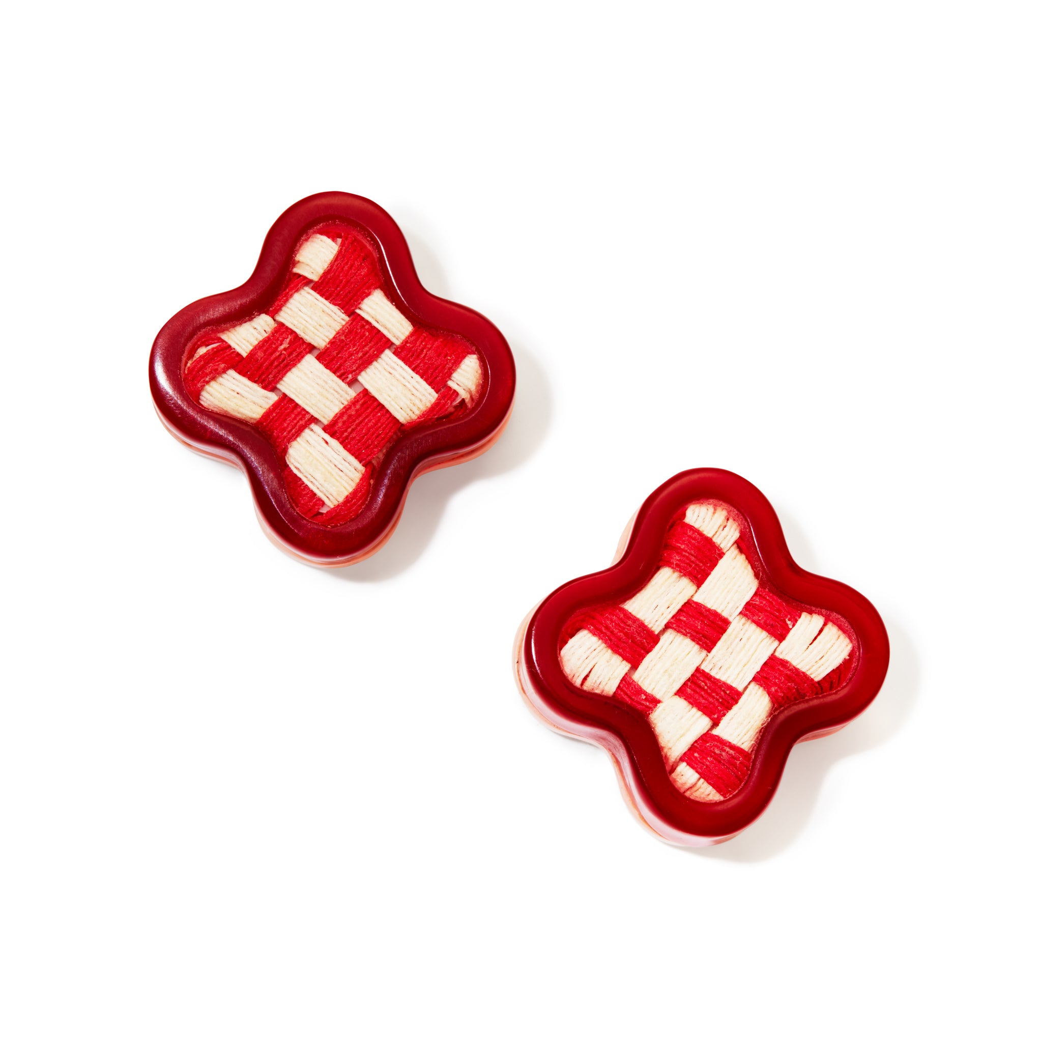Finn Vita Geometric Stud Earrings - Hand-Dyed Raffia, Sustainable Acetate