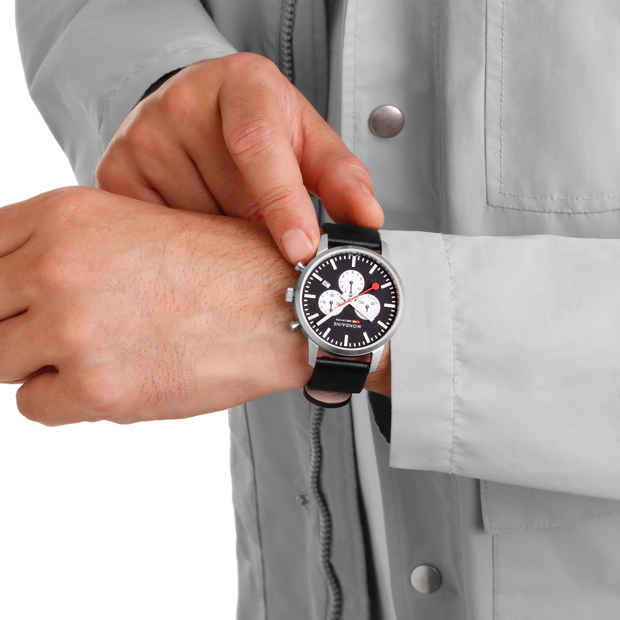 Mondaine Neo Chronograph Watch with Vegan Leather Strap