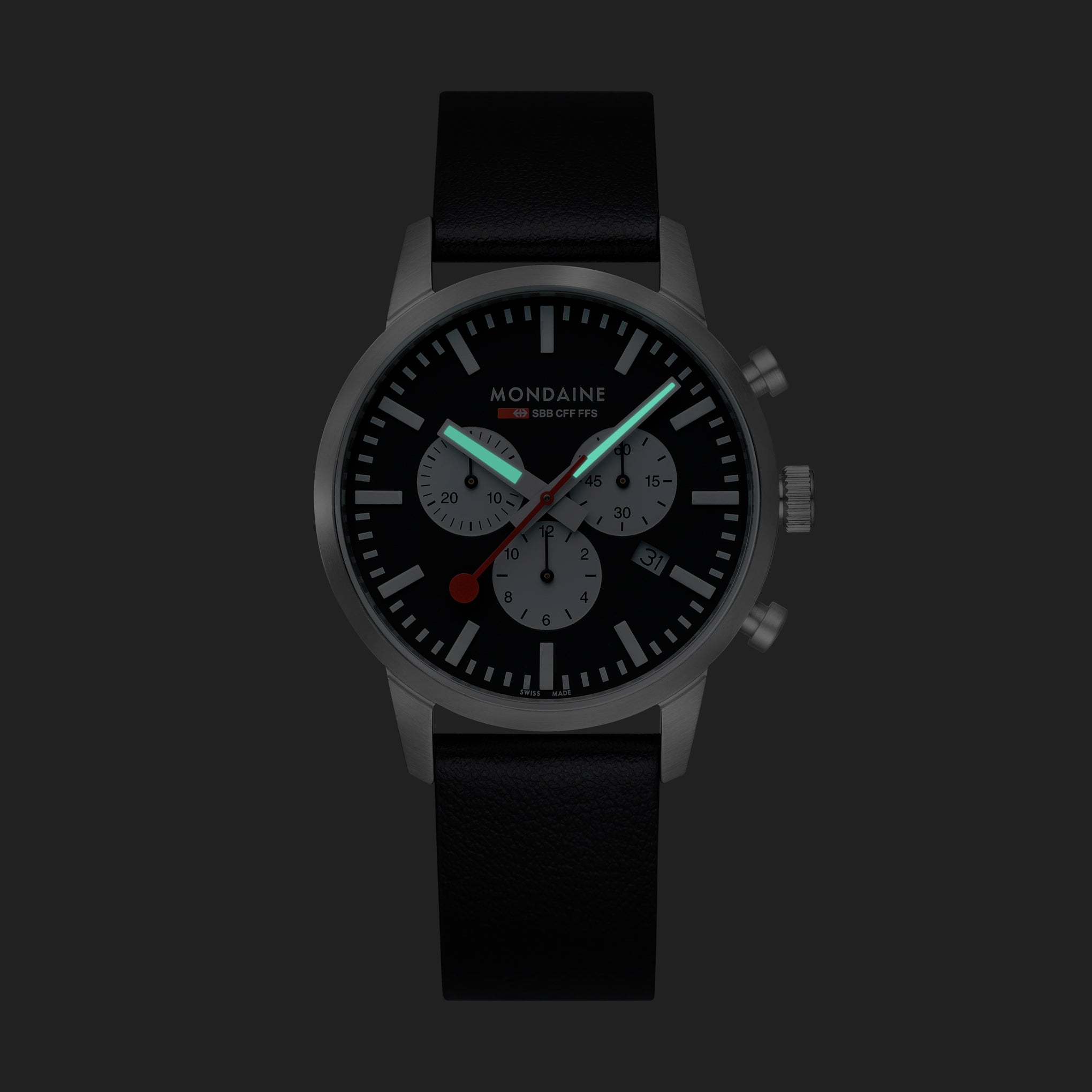 Mondaine Neo Chronograph Watch with Vegan Leather Strap