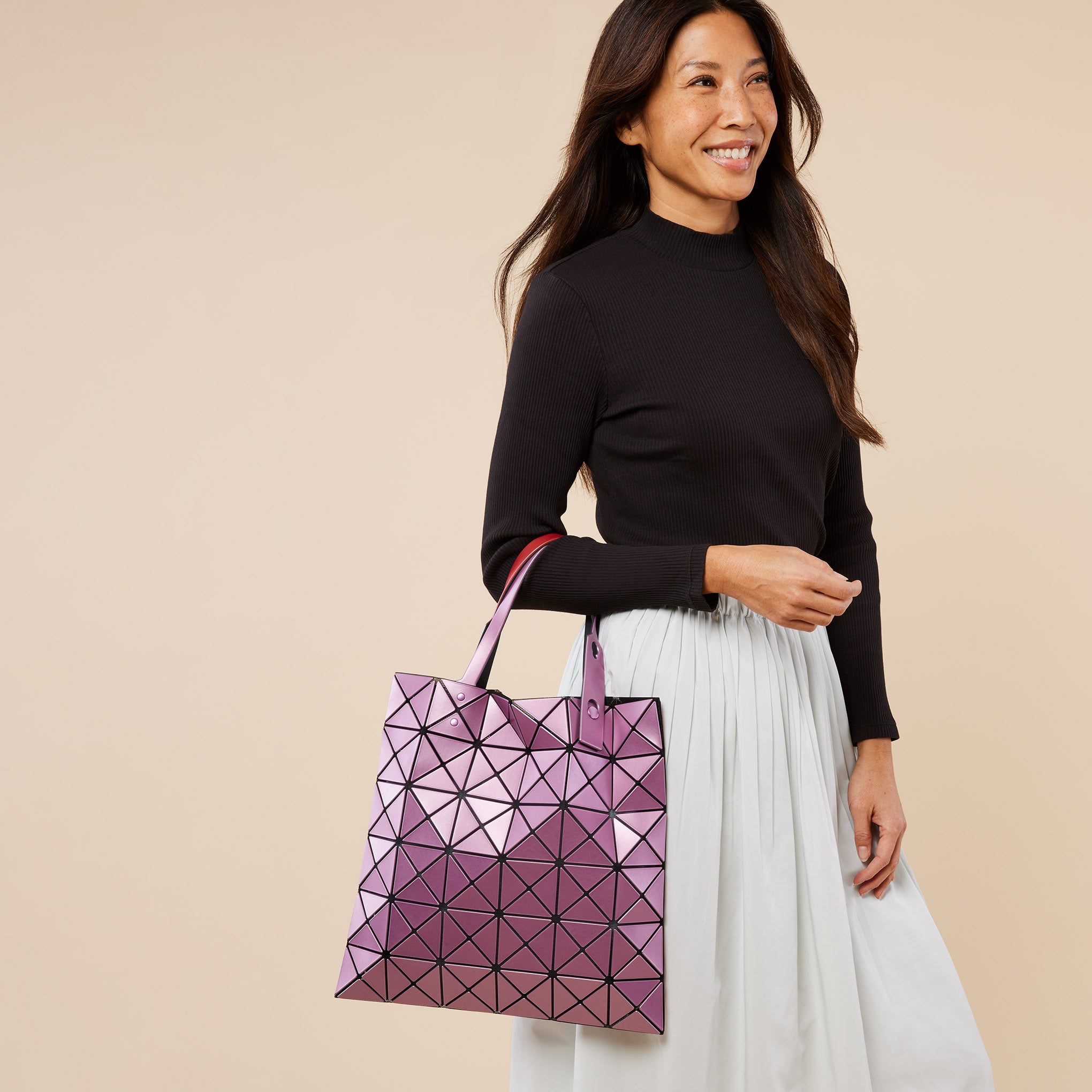 BAO BAO ISSEY MIYAKE Dual-Tone Lucent Tote Bag - Pink & Red