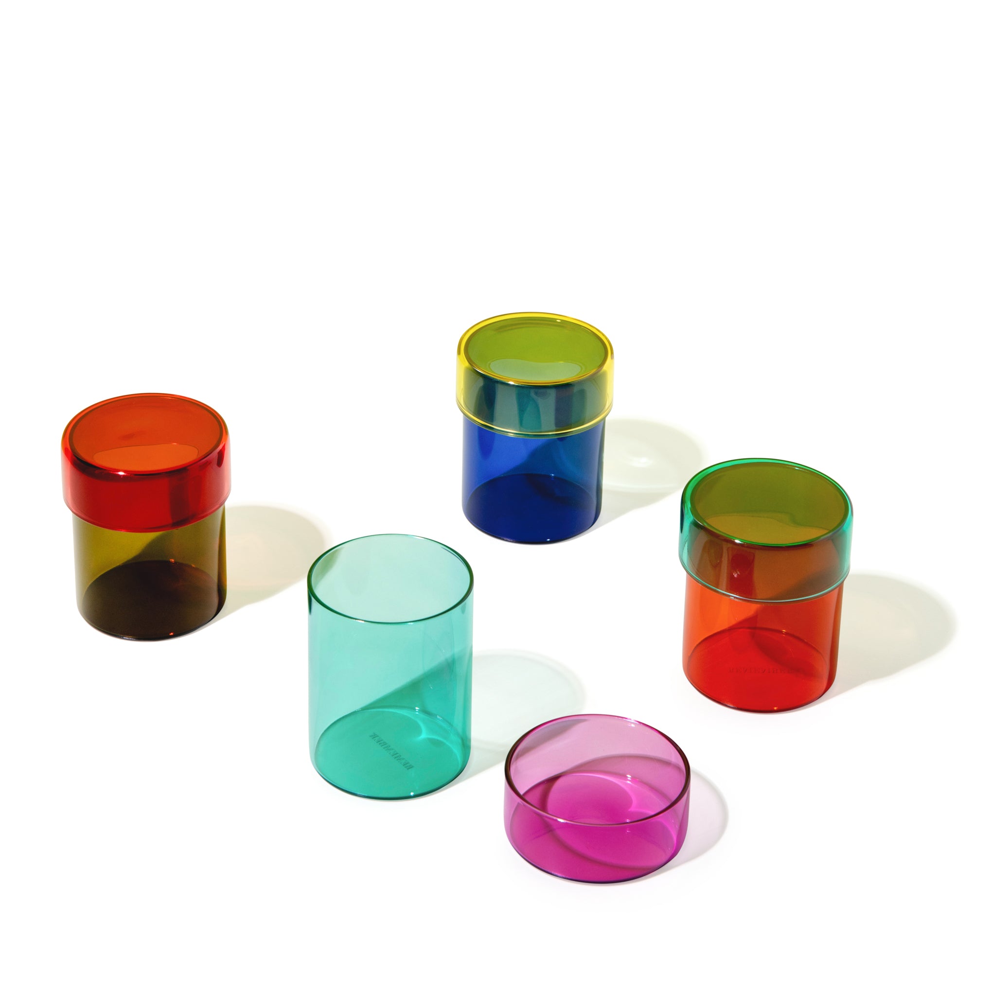 Colorful Glass Storage Jars - Set of 4 for Kitchen & Bathroom