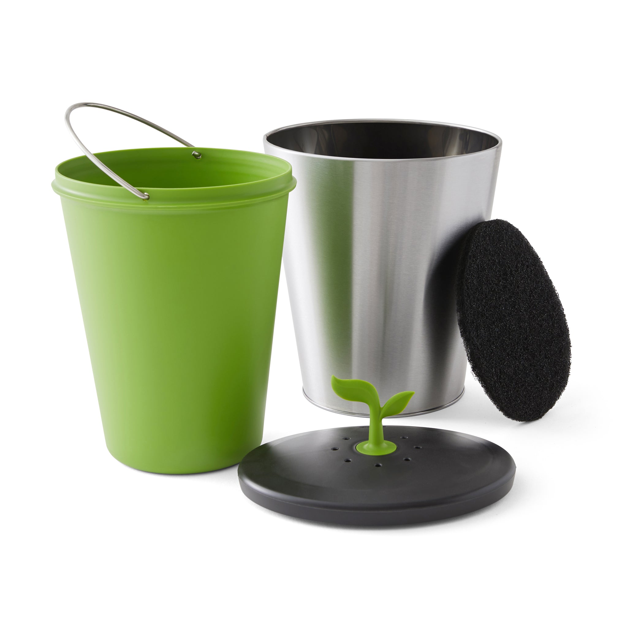 Leaf Composter for Kitchen - Stainless Steel Food Waste Bin with Odor Control