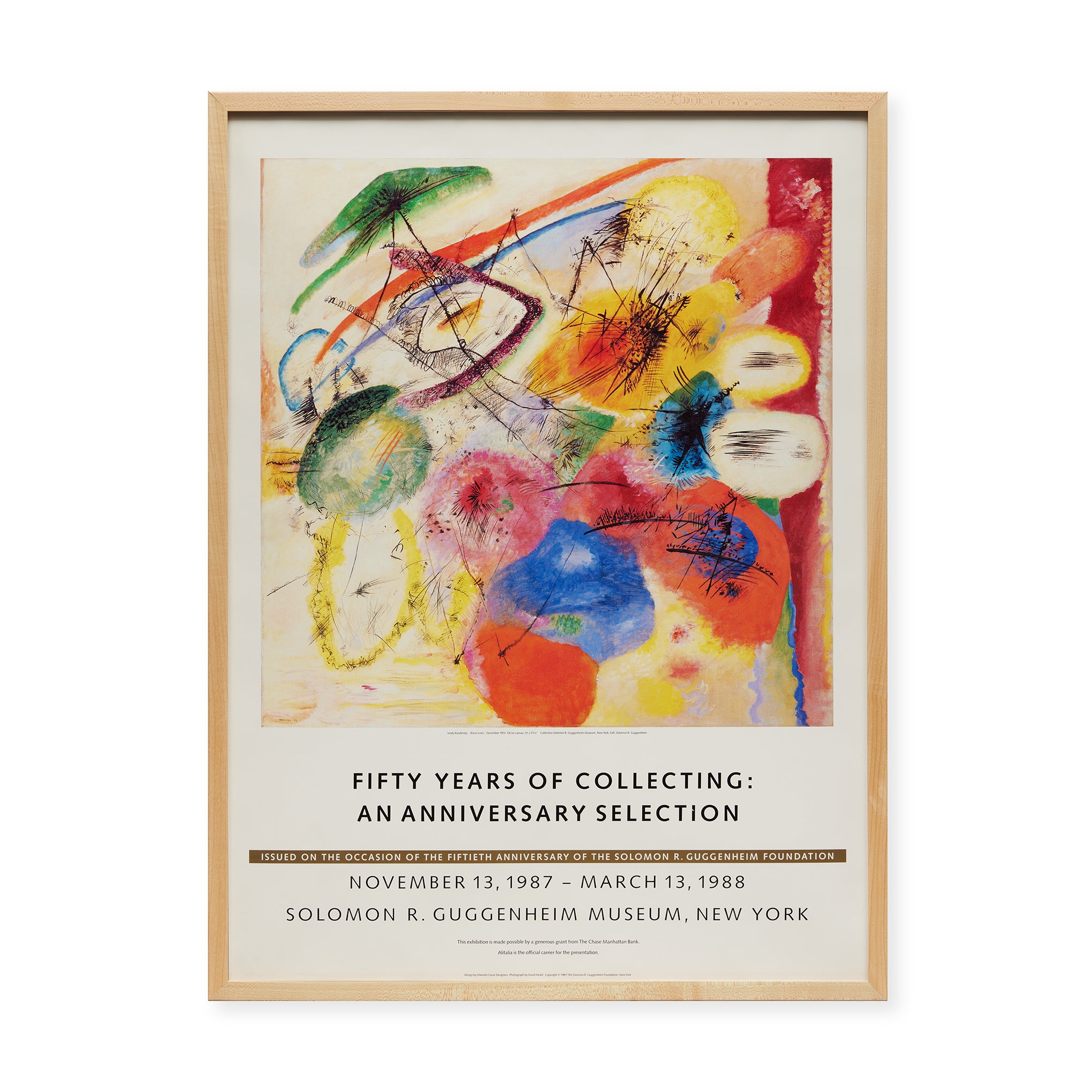 Vintage Wassily Kandinsky Black Lines Framed Art Poster
