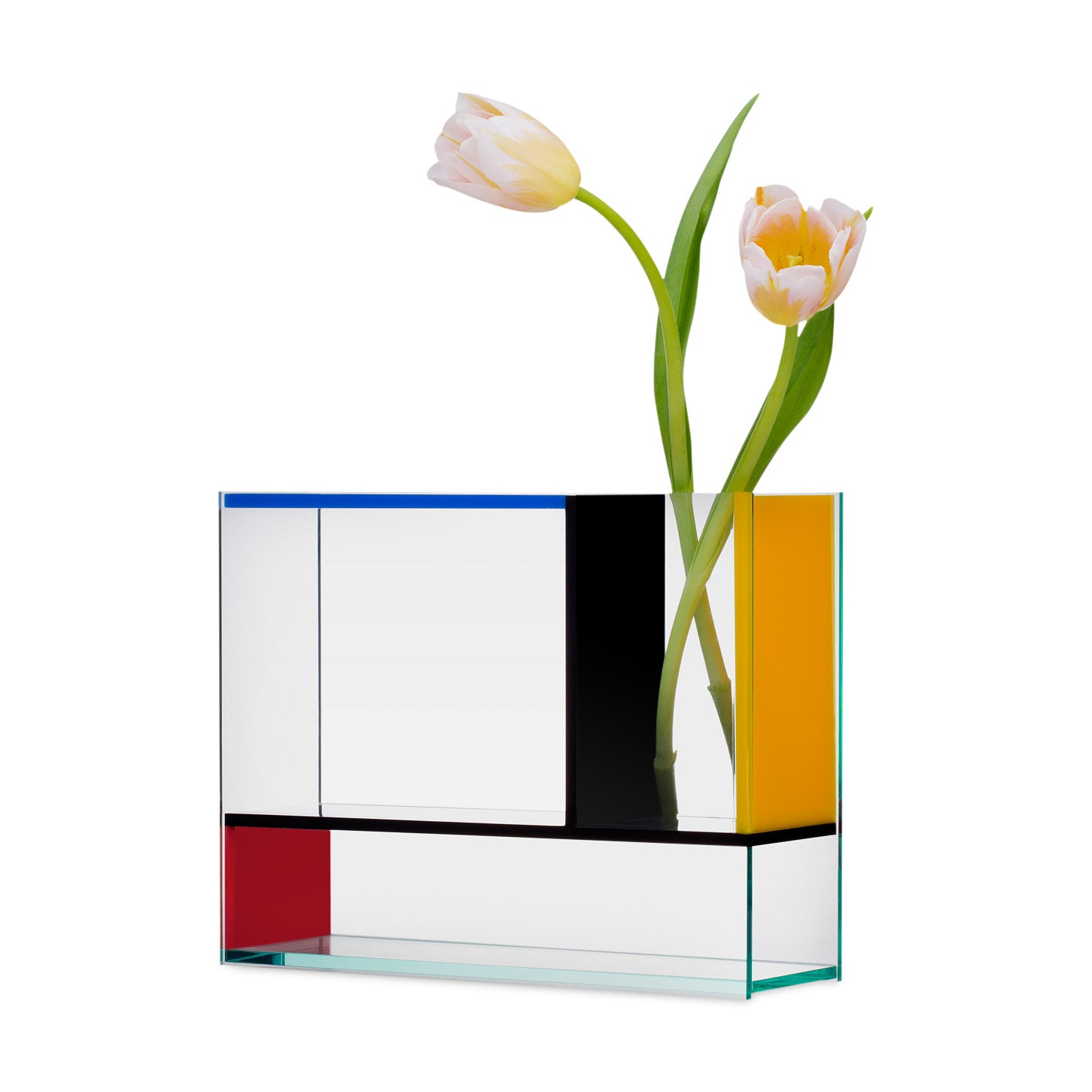 Mondri Primary Colors Acrylic Vase - 3-Chamber Floral Design