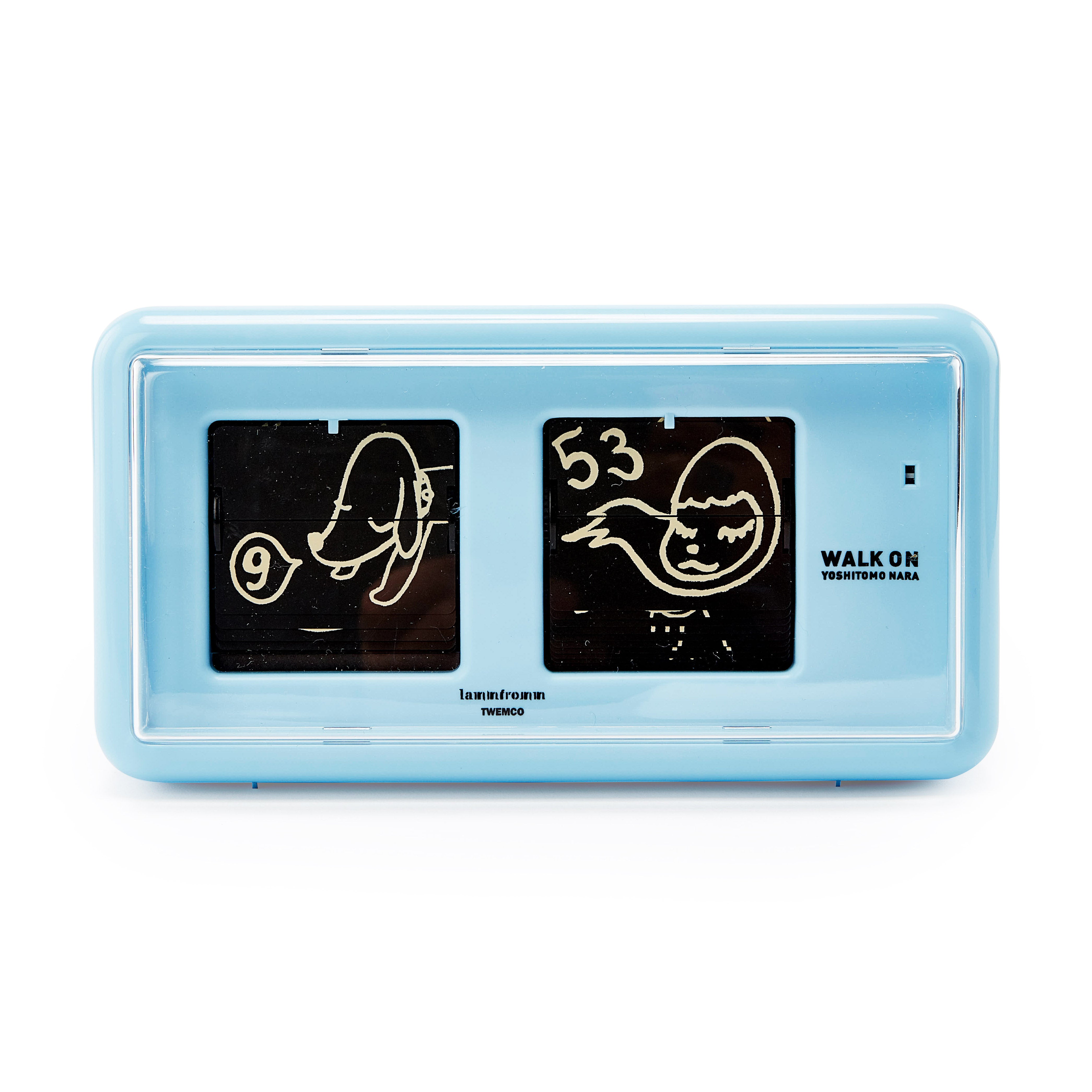 Yoshitomo Nara Blue Flip Clock with Illustrations