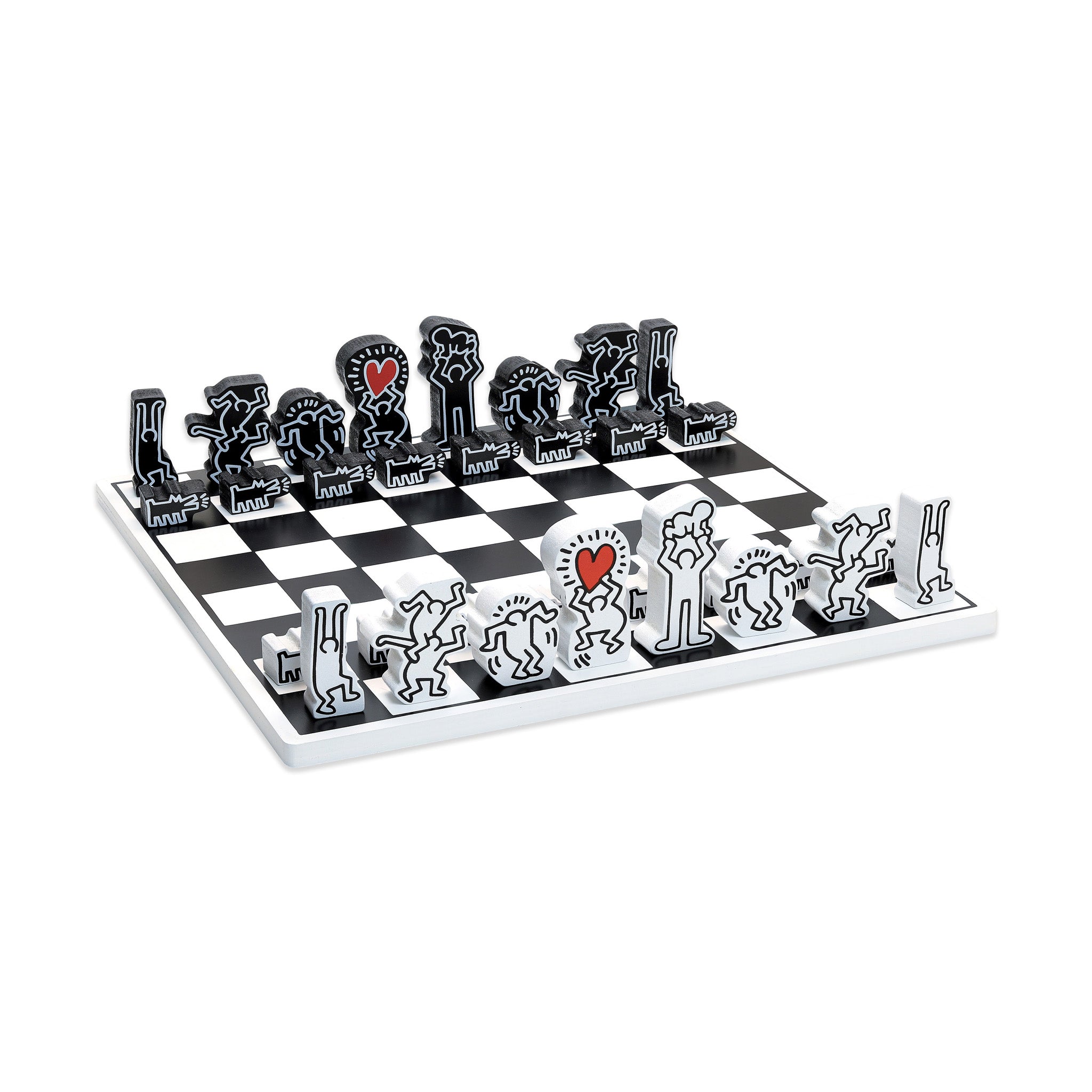 Keith Haring Wooden Chess Set with Fabric Storage Bag