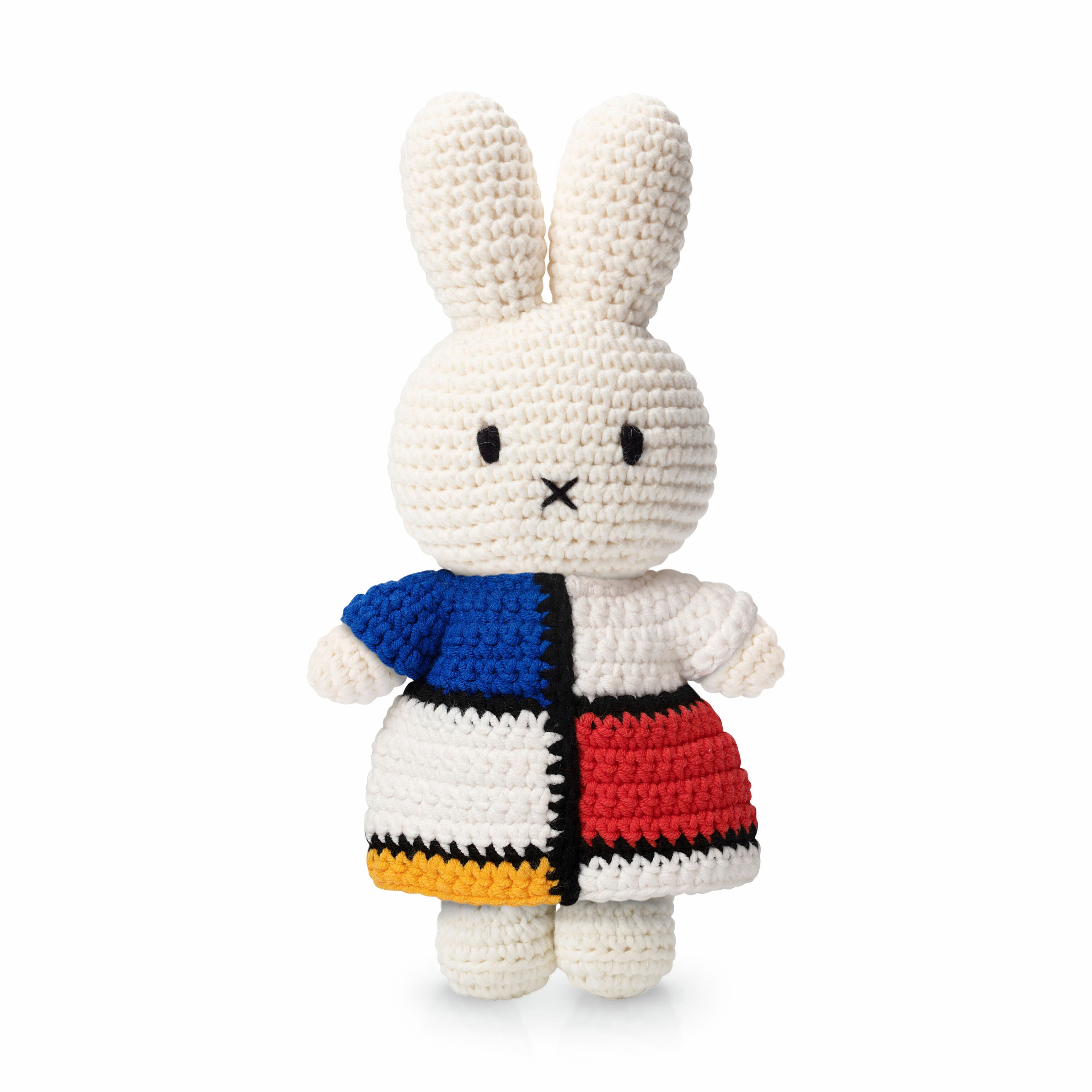 Miffy Mondrian Crochet Plush Toy - Handmade Cotton Art Doll