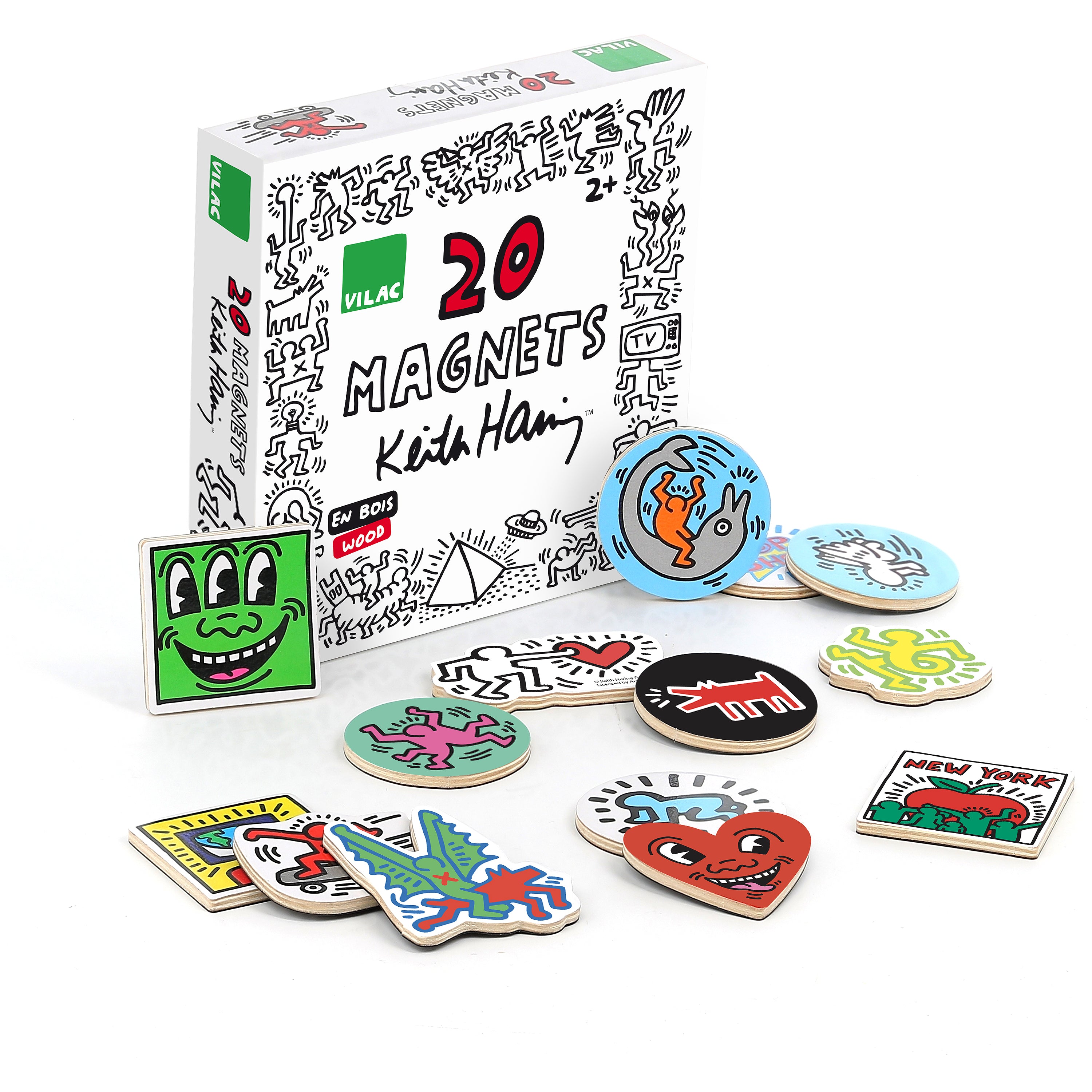 Keith Haring Wooden Magnet Set - 20 Pop Art Decor Pieces
