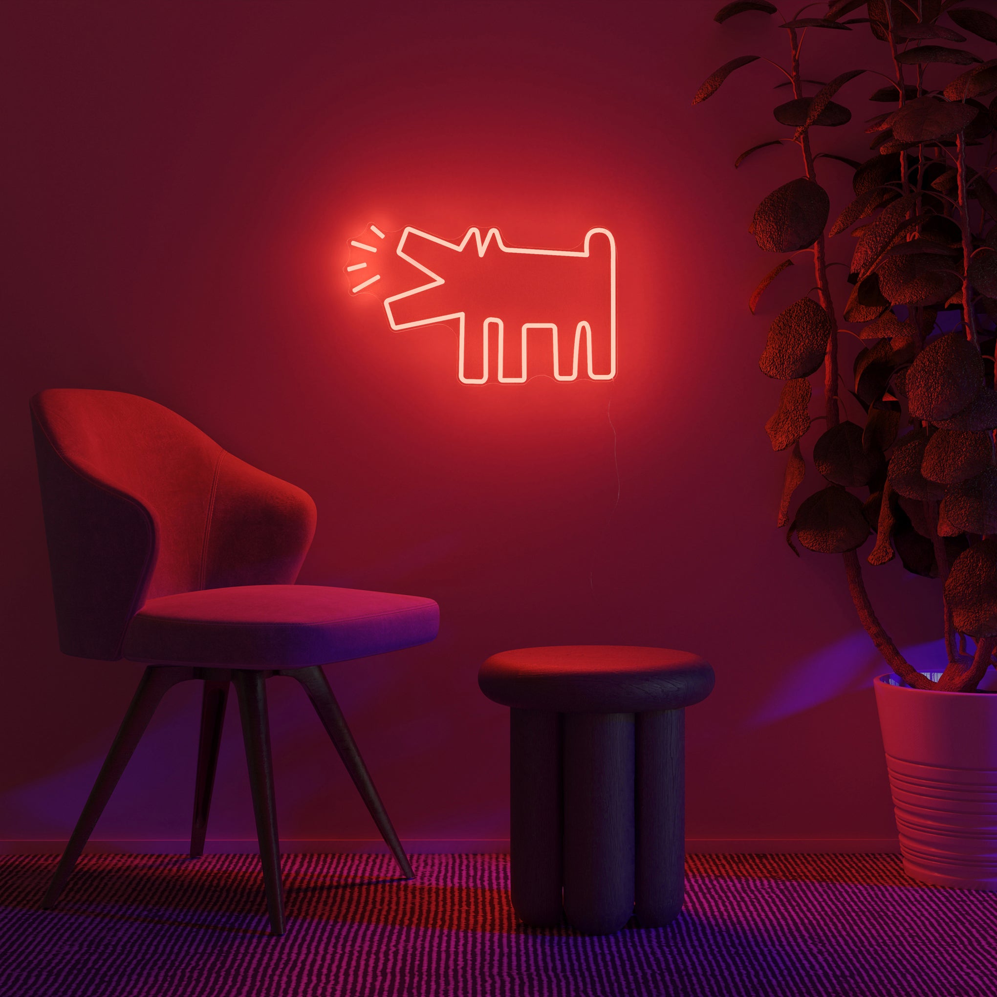 Keith Haring LED Neon Sign - Barking Dog Wall Art