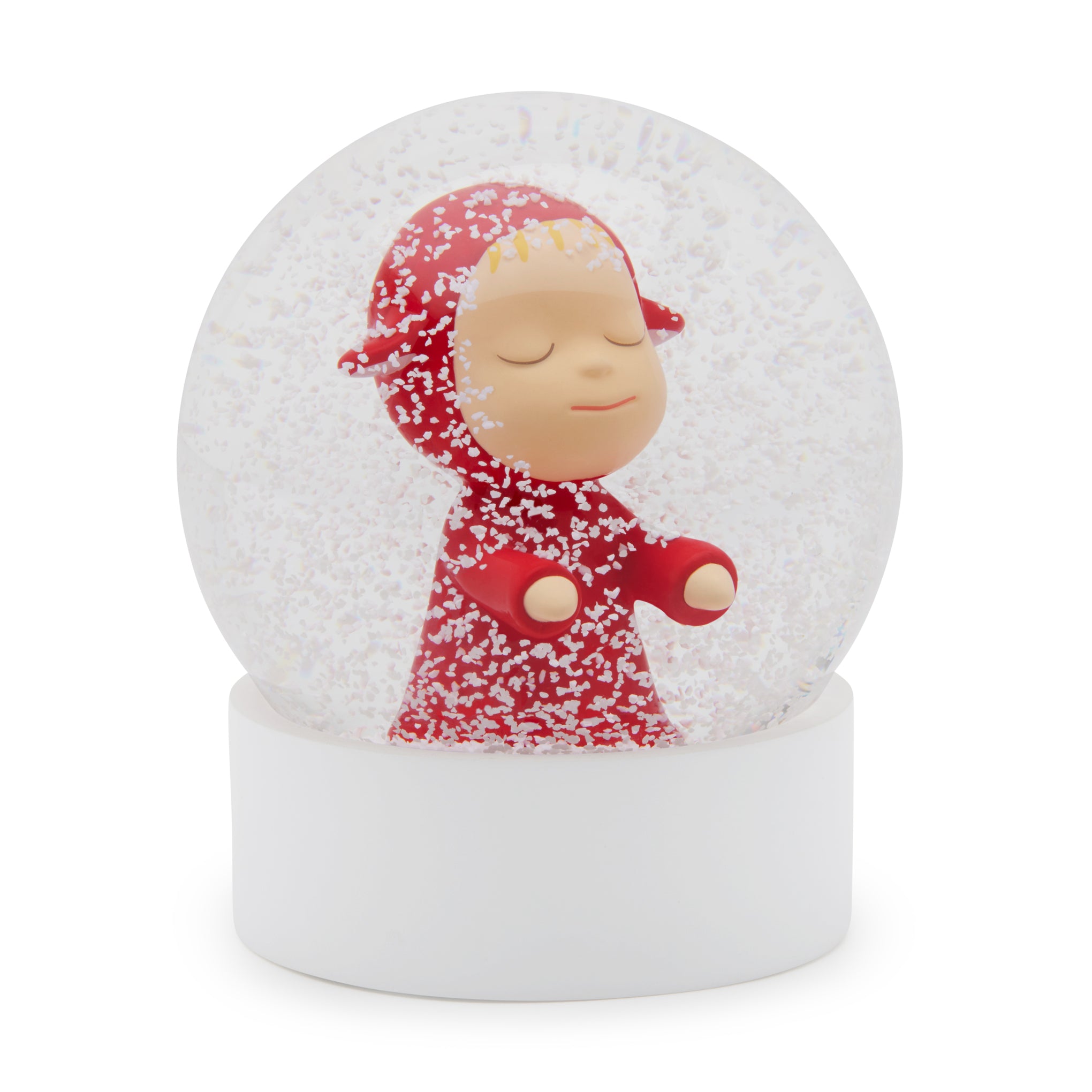 Yoshitomo Nara Little Wanderer Glass Snow Globe with Red Base