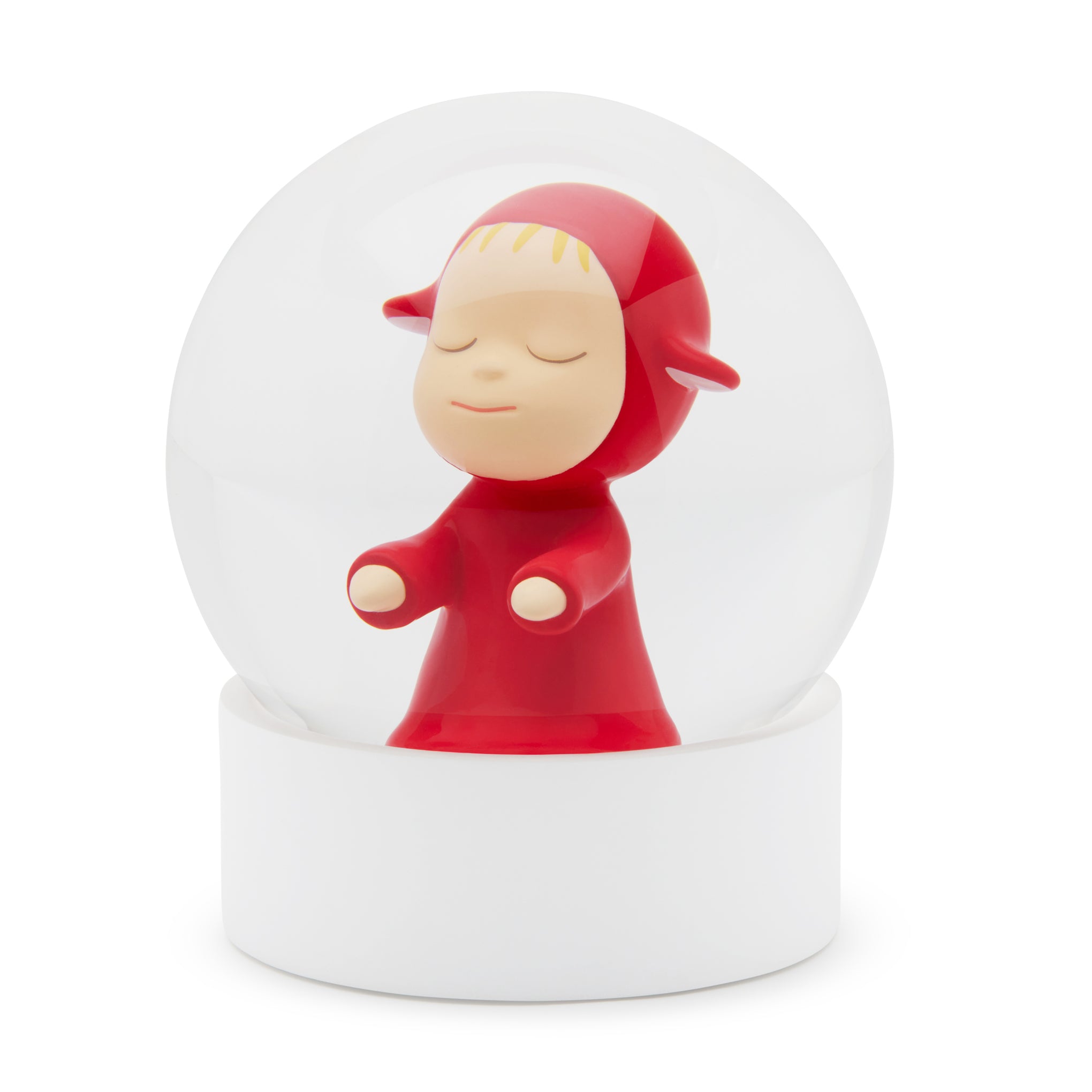 Yoshitomo Nara Little Wanderer Glass Snow Globe with Red Base