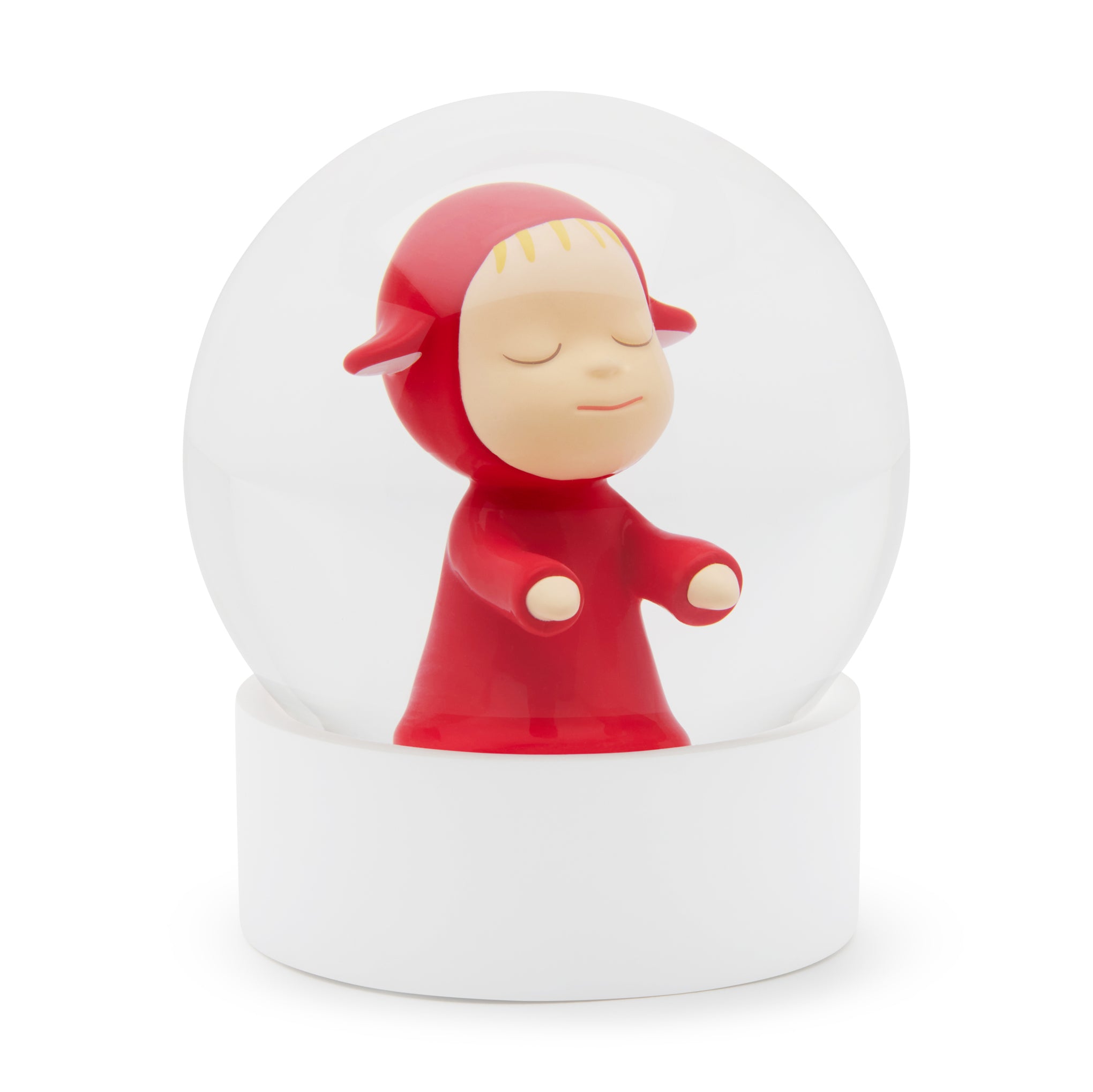 Yoshitomo Nara Little Wanderer Glass Snow Globe with Red Base