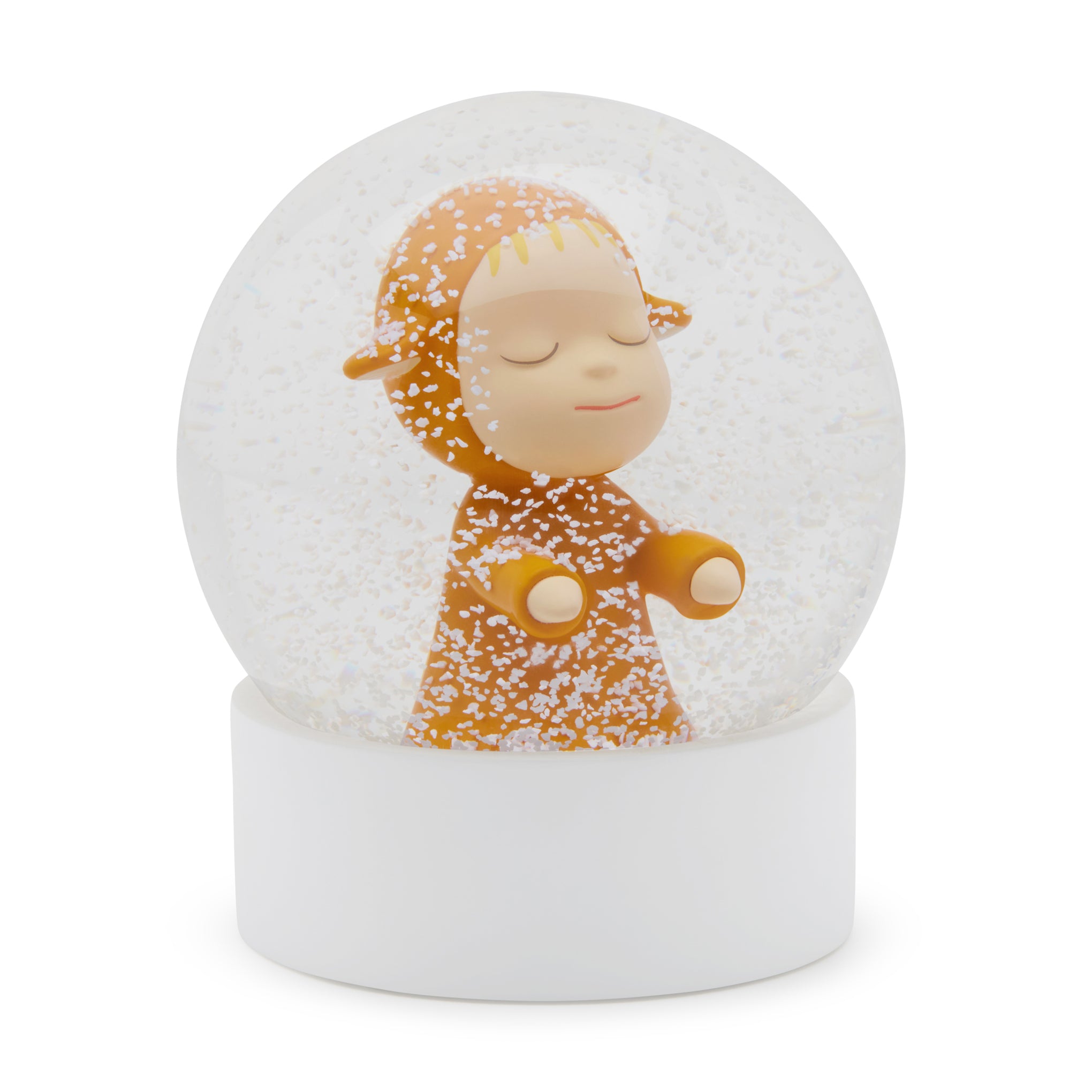 Yoshitomo Nara Little Wanderer Glass Snow Globe - Yellow Desk Decor