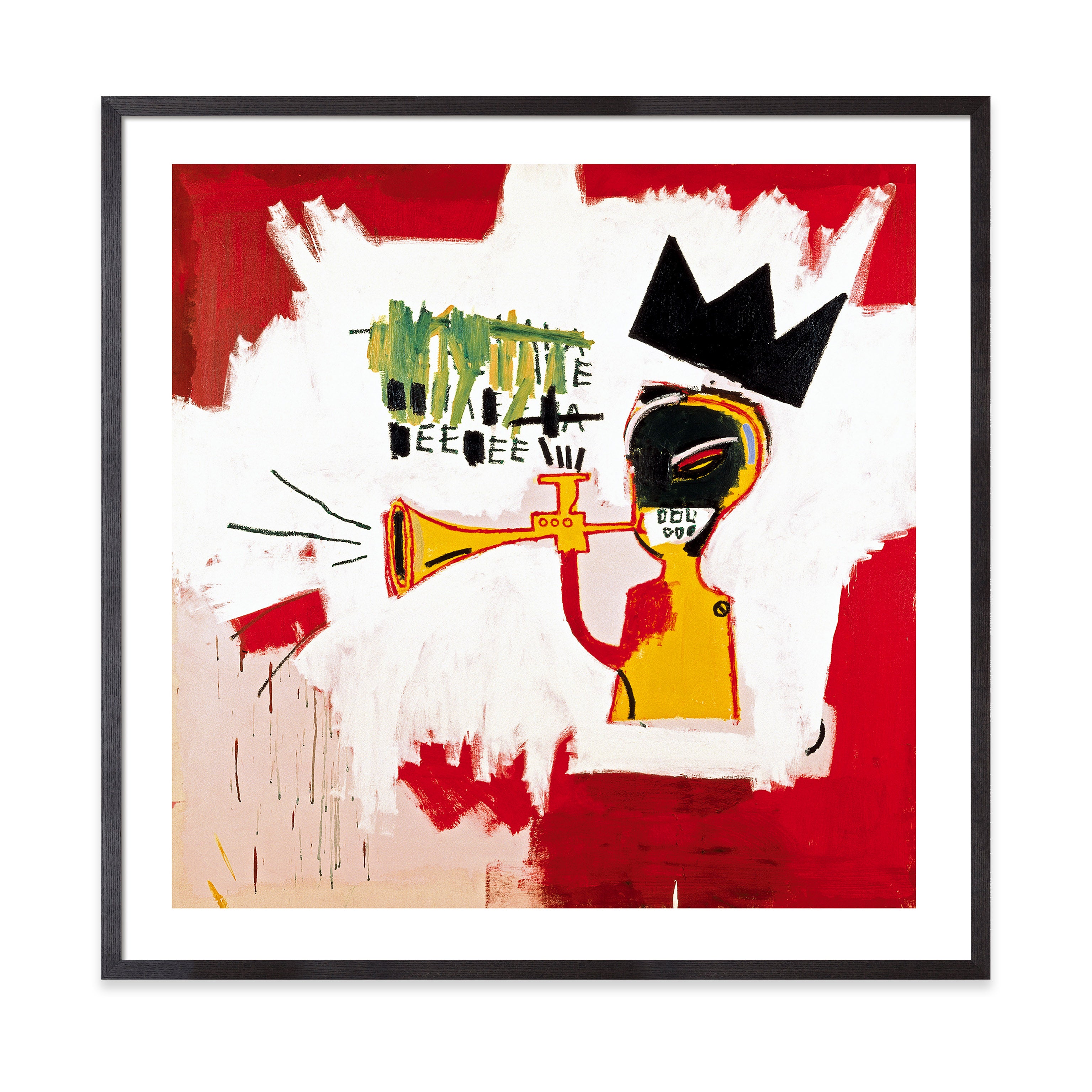 Jean-Michel Basquiat Trumpet Art Print Framed - Black Wood Frame