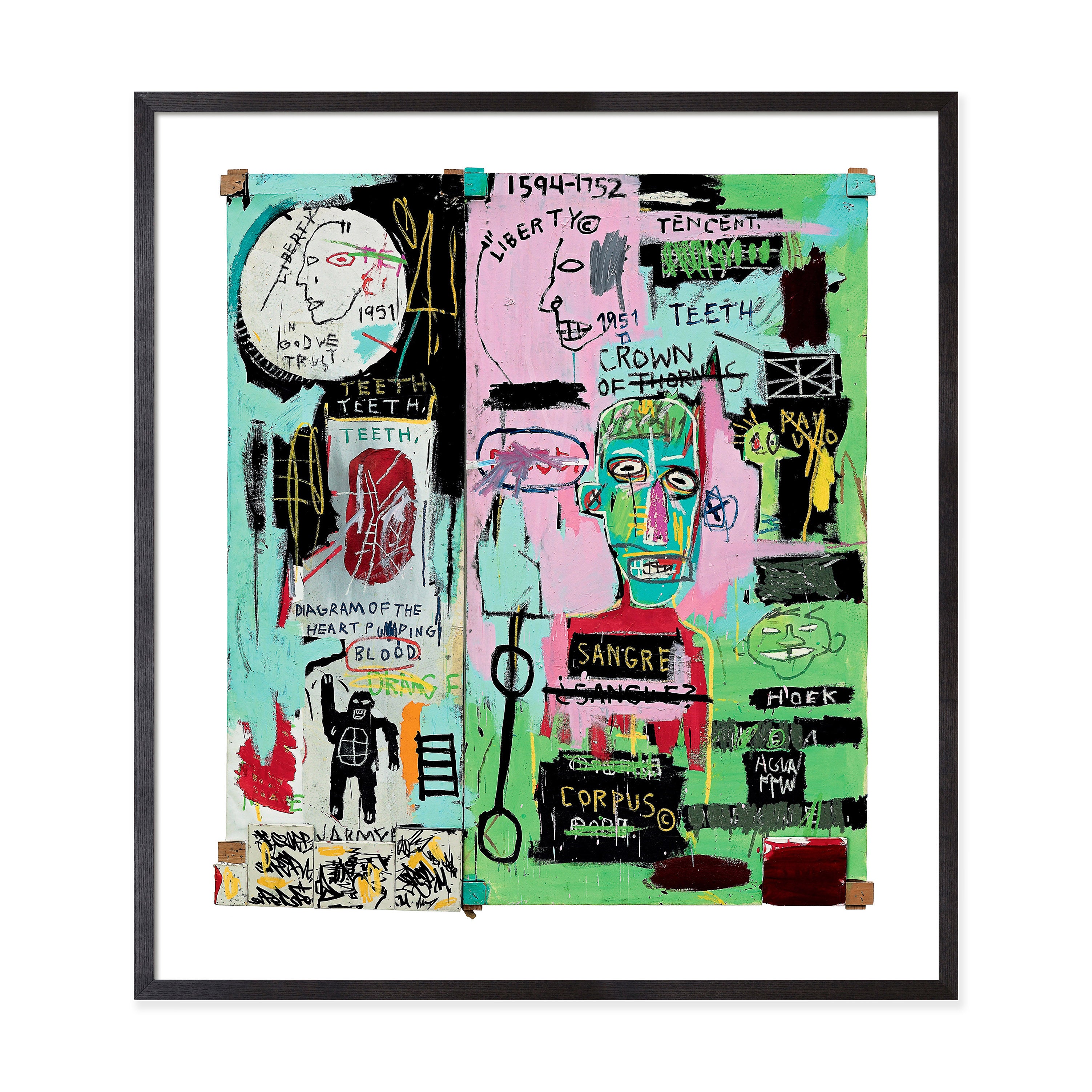 Jean-Michel Basquiat In Italian Framed Art Print - Black Wood Frame