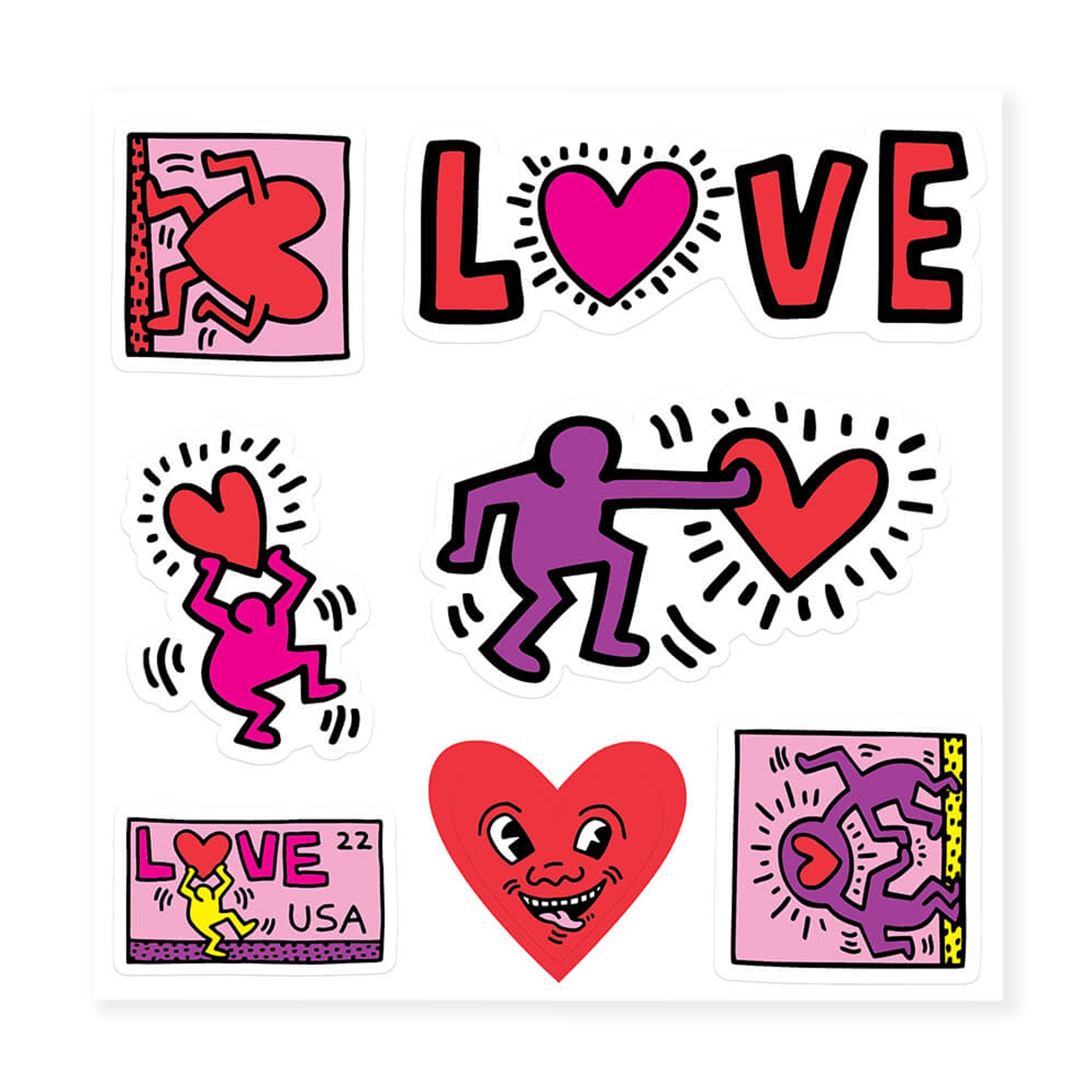 Keith Haring Love Stickers - Set of 7 Vinyl Decals
