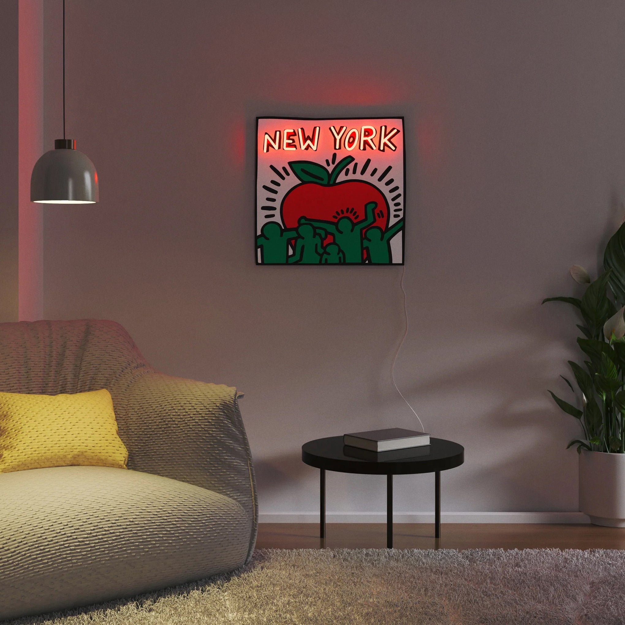 Keith Haring LED Neon Apple Sign - Wall Art with Dimmer