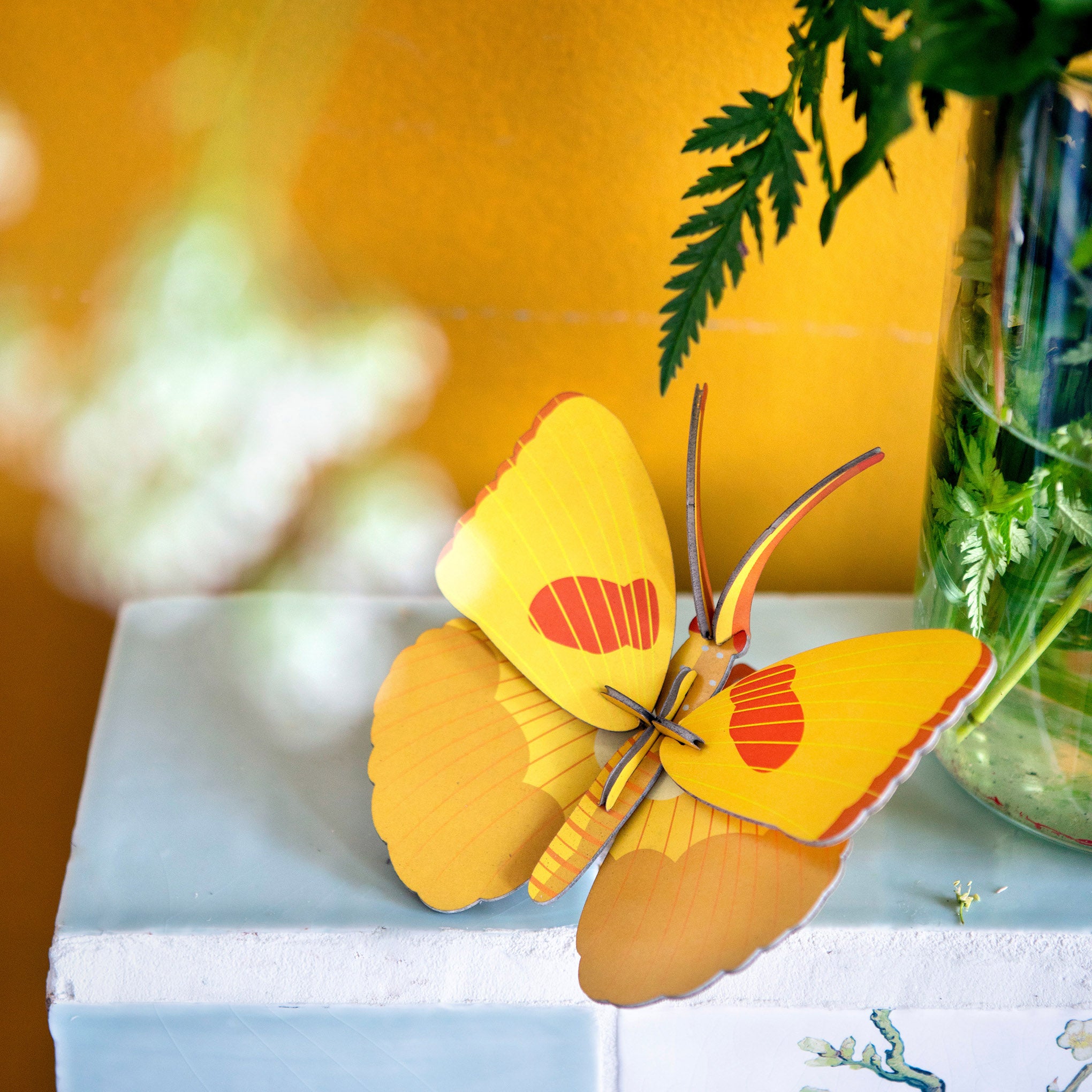 3D DIY Yellow Butterfly Wall Decoration - Eco-Friendly Cardboard Art