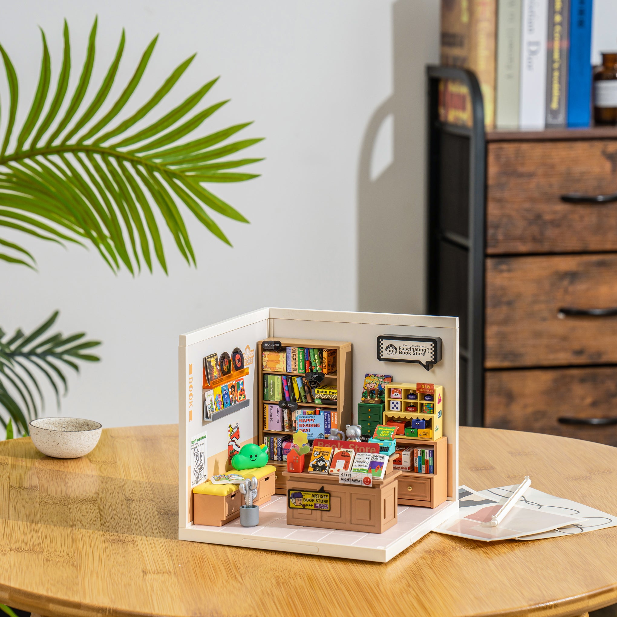 Rolife DIY Bookstore Model Kit with LED Lights for Adults & Kids
