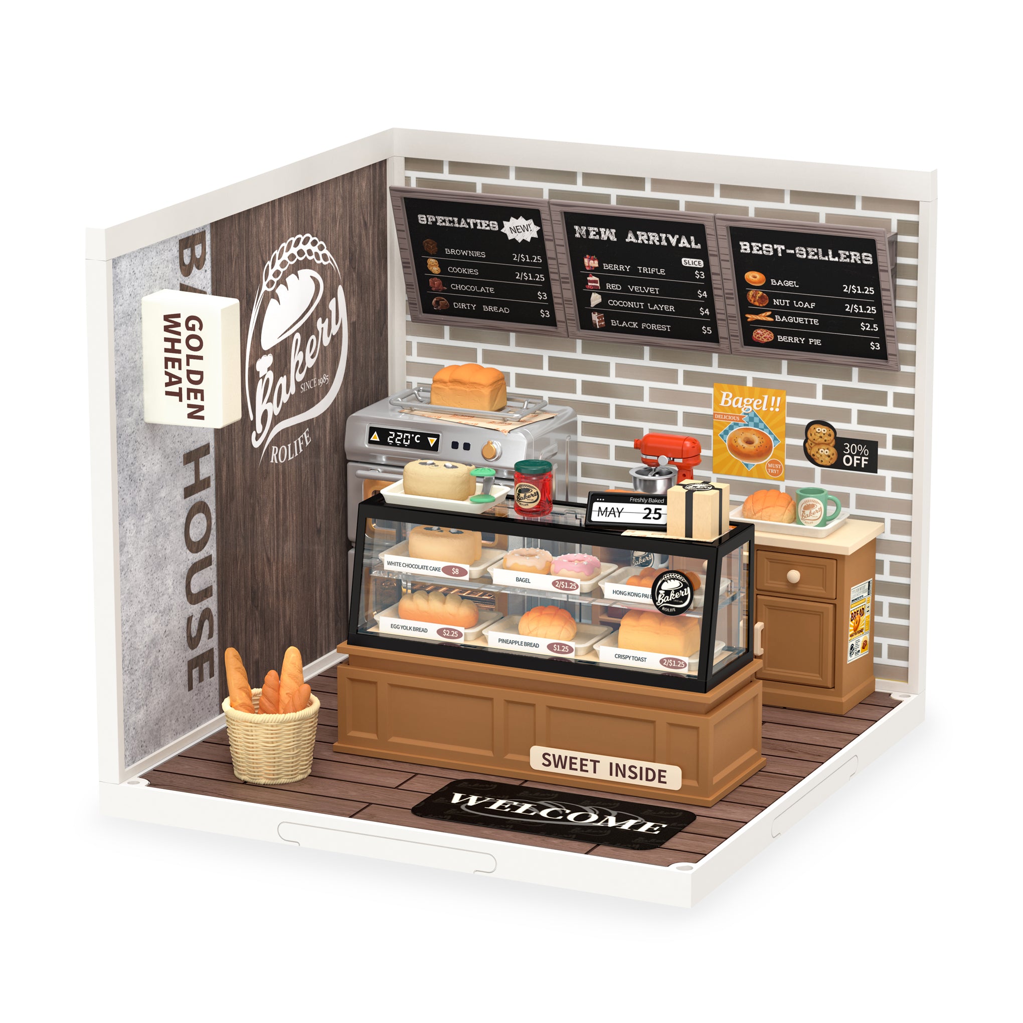 Rolife DIY Mini Bakery Kit with LED Lights for Adults & Kids