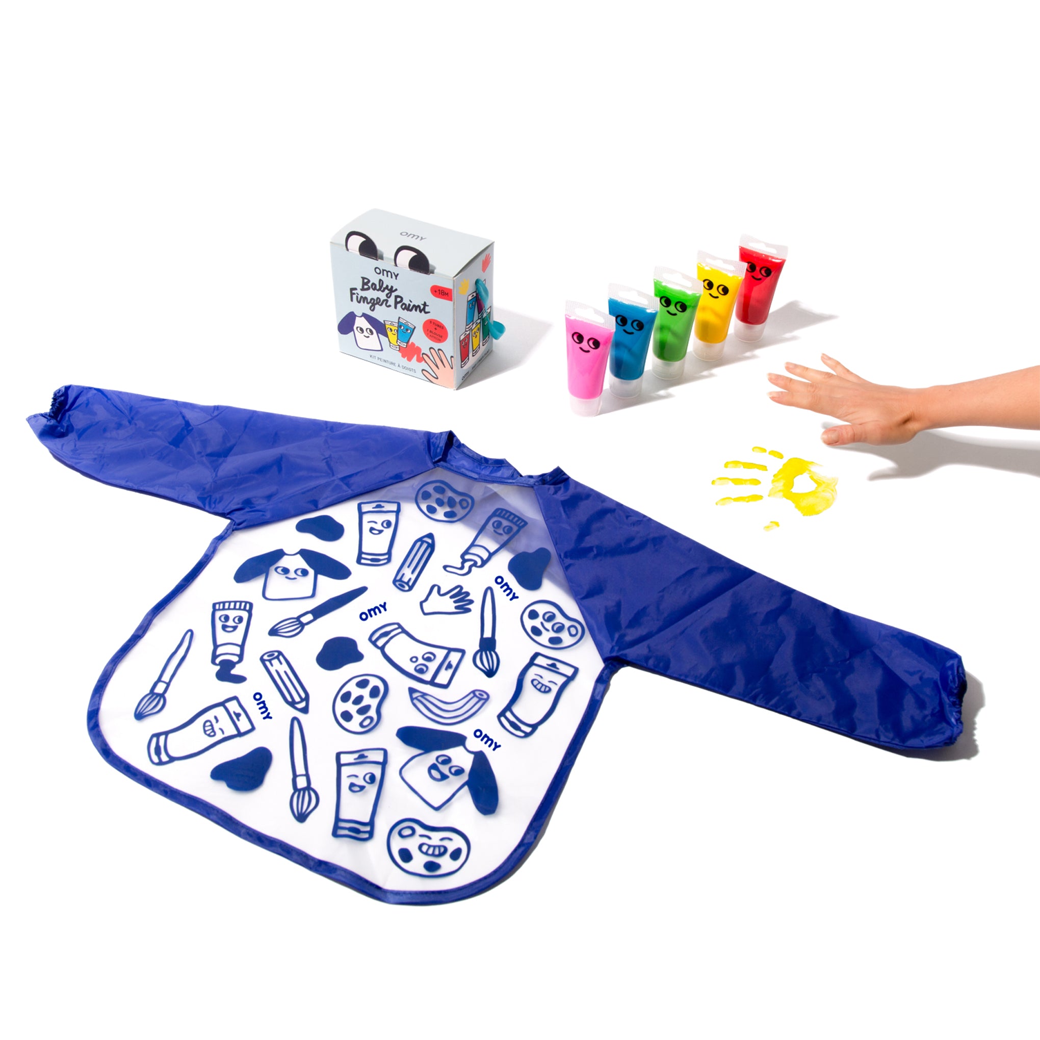 Finger Paint Kit for Toddlers with Washable Paint & Smock