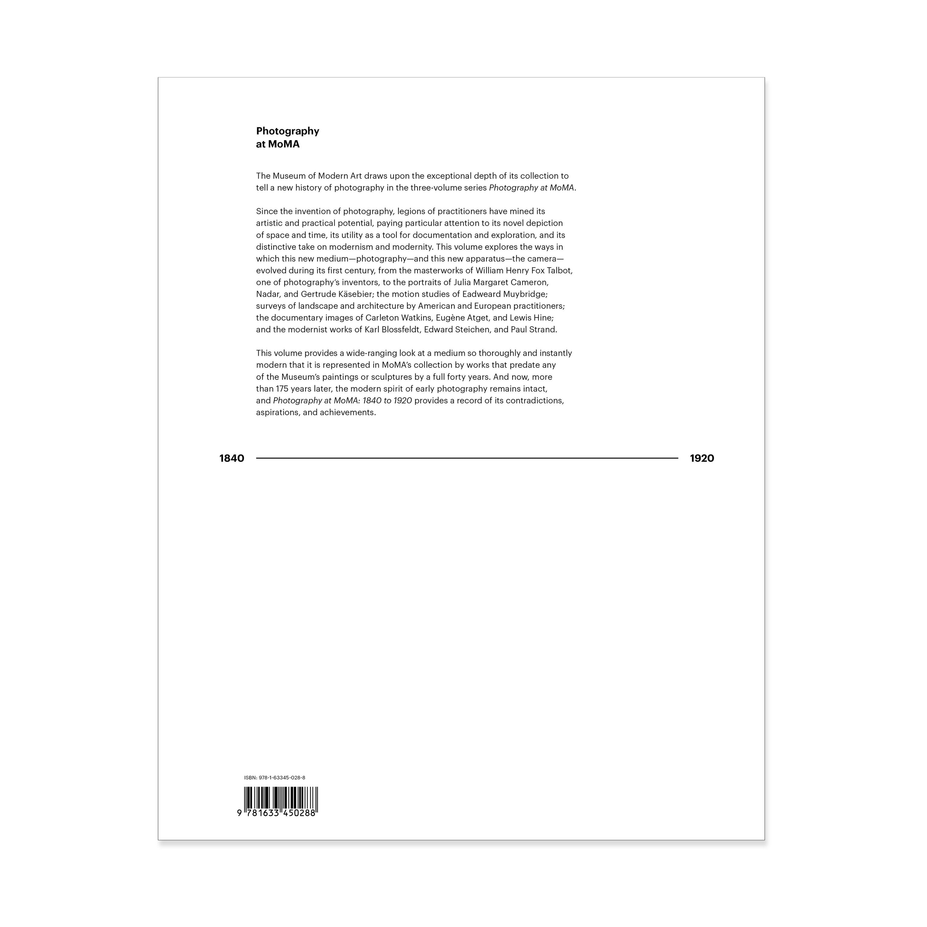 Photography at MoMA: 1840-1920 Hardcover Art Book