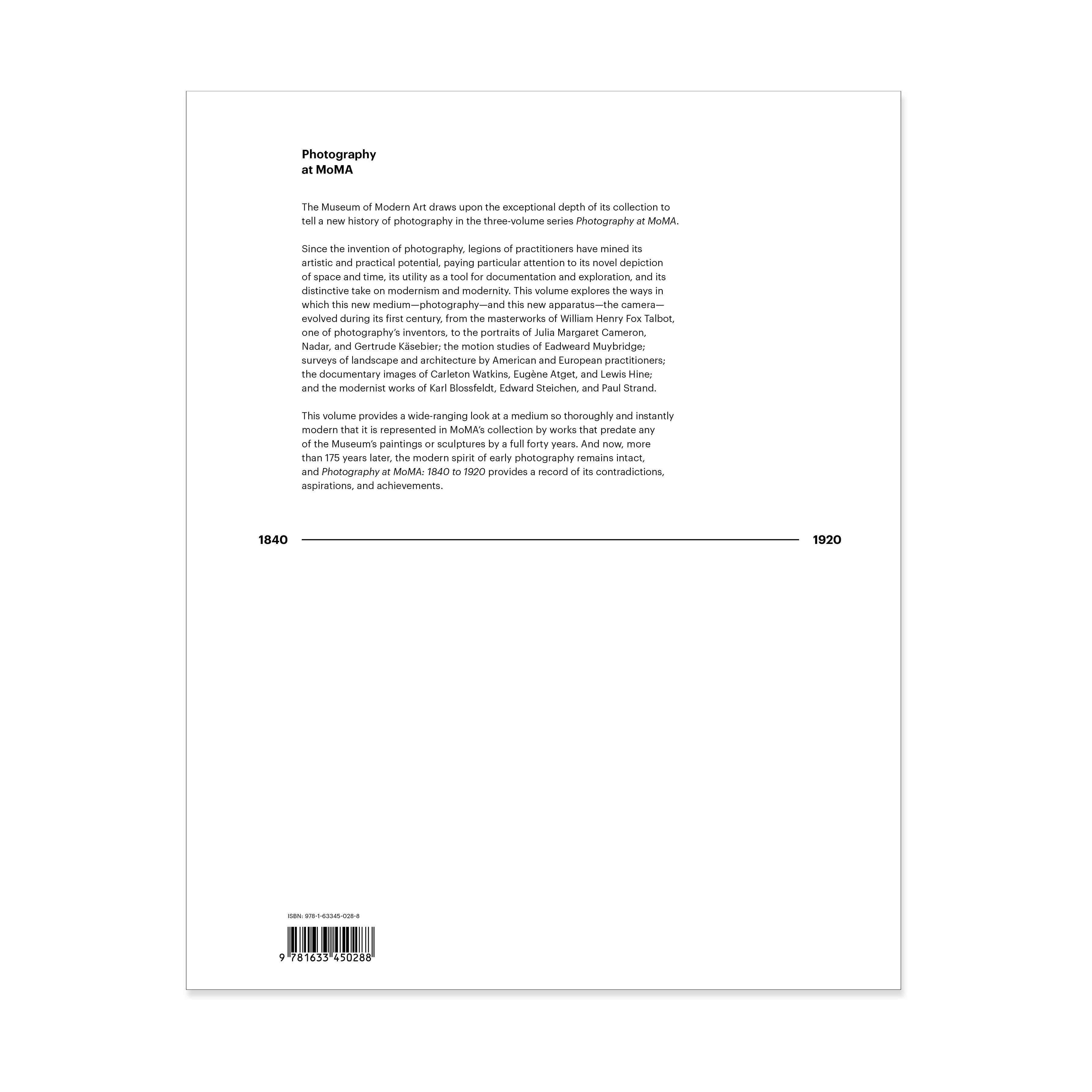 Photography at MoMA: 1840-1920 Hardcover Art Book