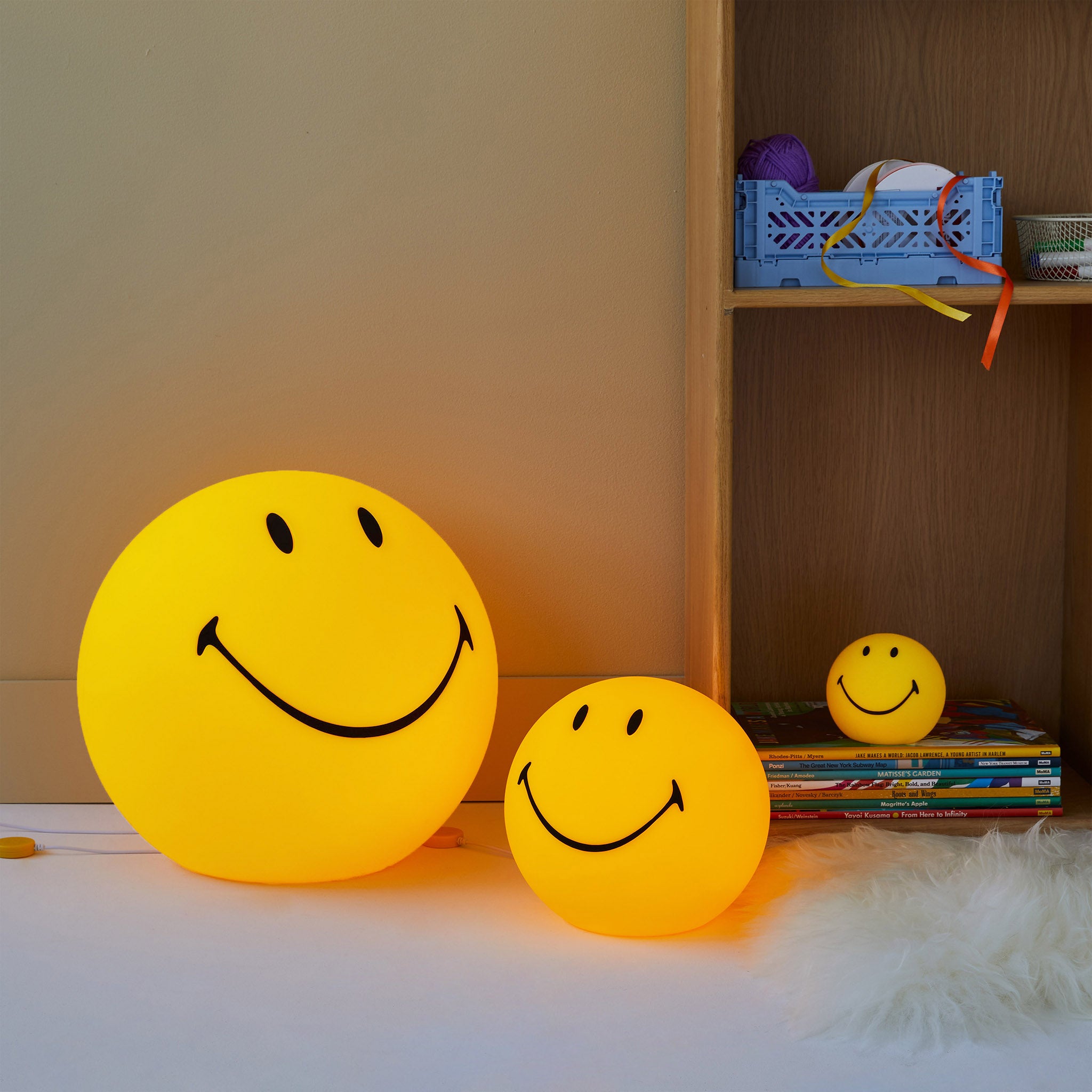 Smiley LED Lamp - Large Yellow Touch Dimmer Light for Home Decor
