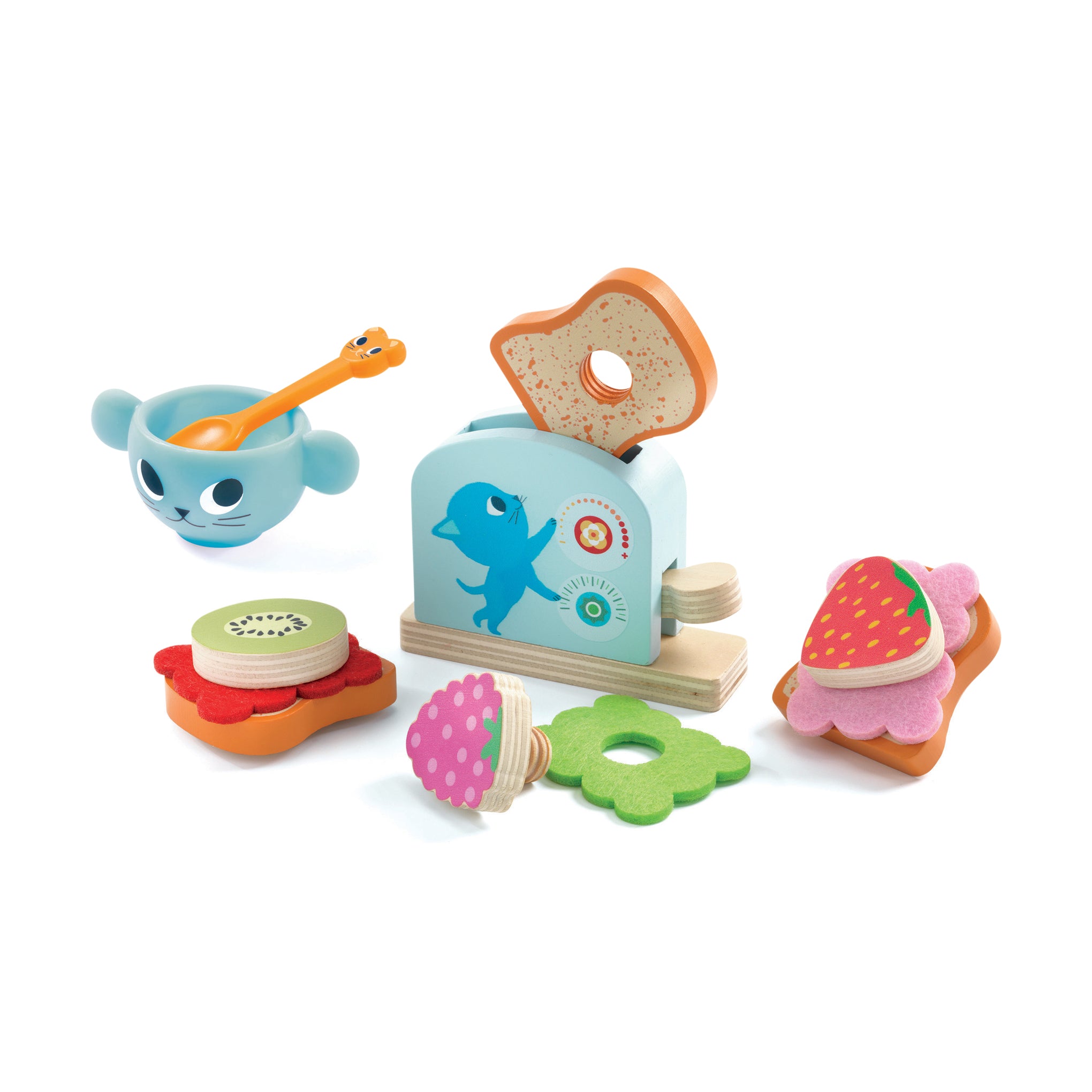 MoMA Kitten's Breakfast Wooden Toy Set for Toddlers 18M+